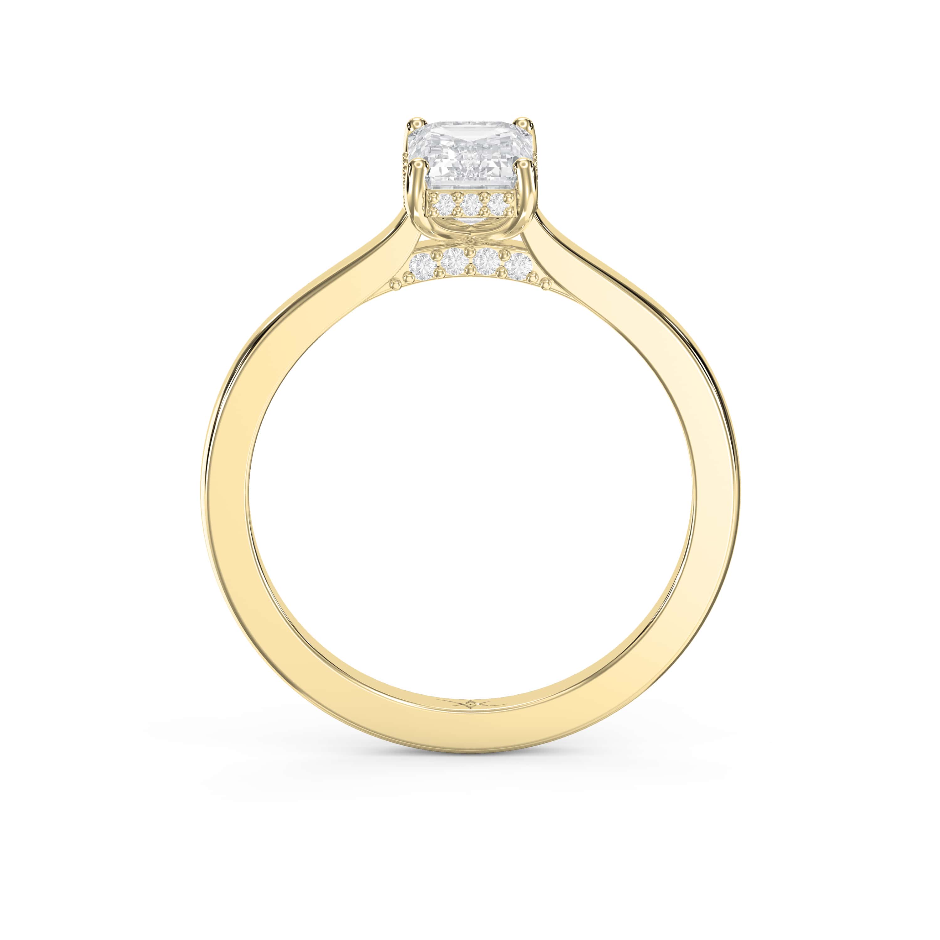 Emerald Shape Hidden Halo Engagement Ring – Choose Lab-Grown or Natural Diamond