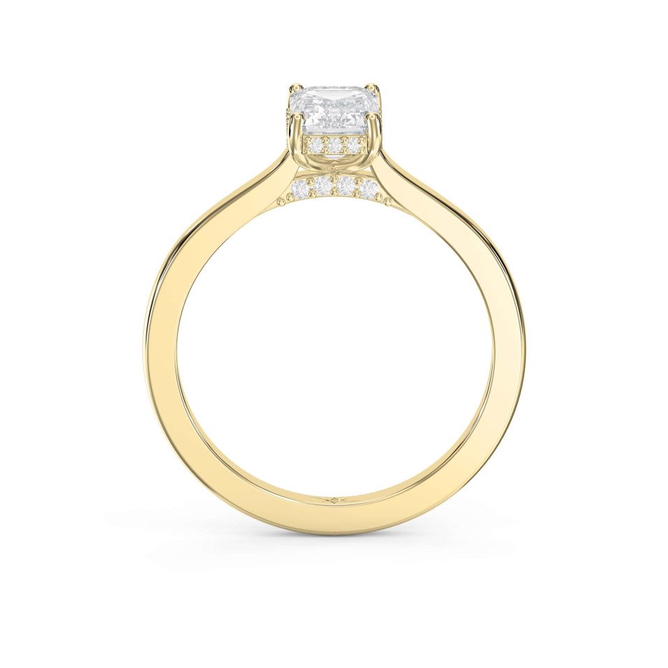Emerald Shape Hidden Halo Engagement Ring – Choose Lab-Grown or Natural Diamond
