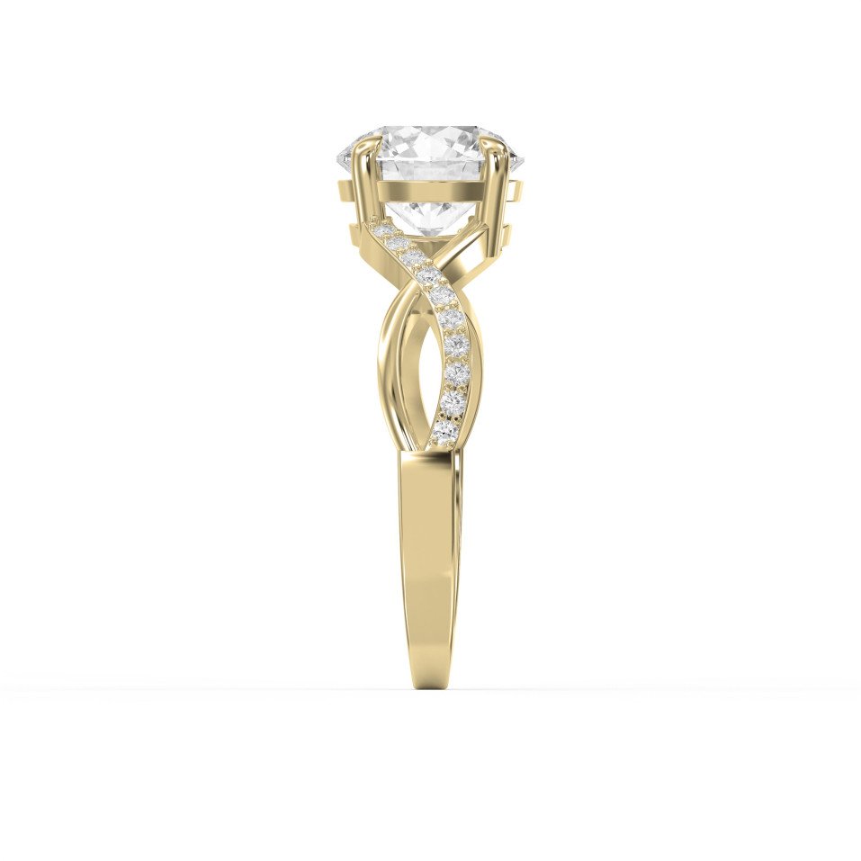 Round Brilliant Cut Side Stone Engagement Ring with Twisted Infinity Pavé Ring  | Lab - Grown & Natural