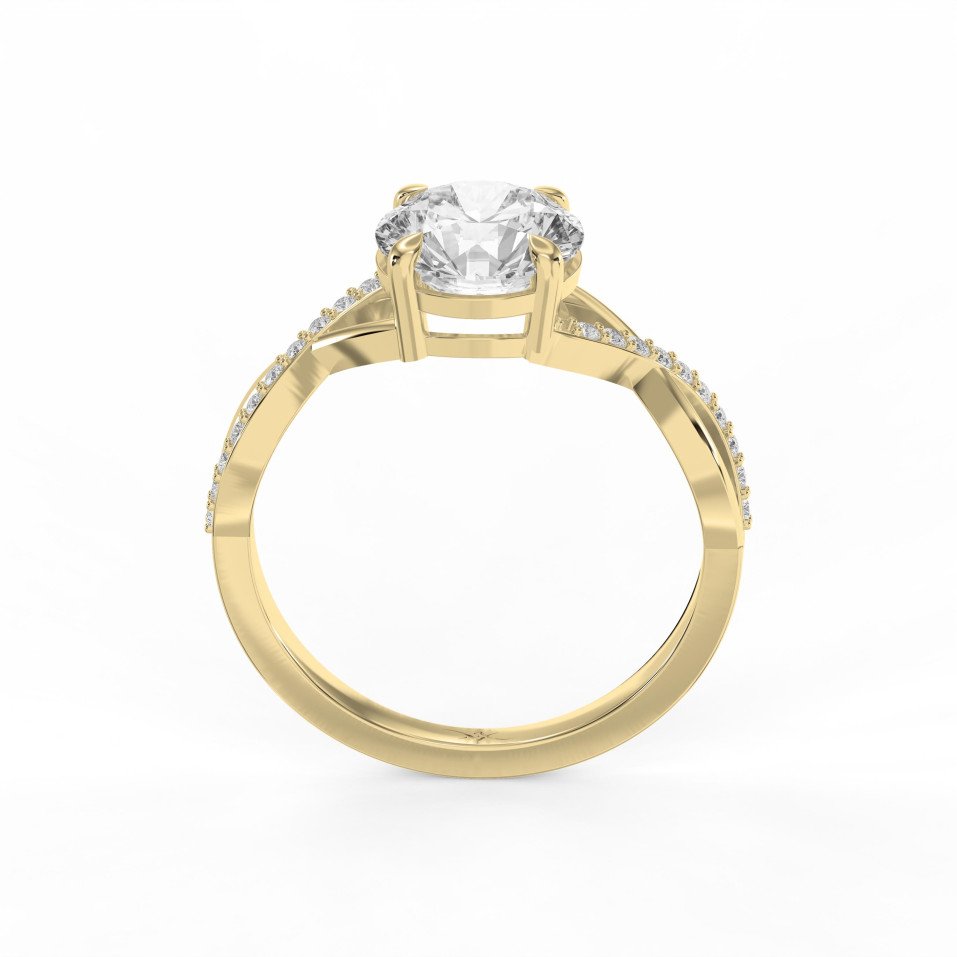 Round Brilliant Cut Side Stone Engagement Ring with Twisted Infinity Pavé Ring  | Lab - Grown & Natural