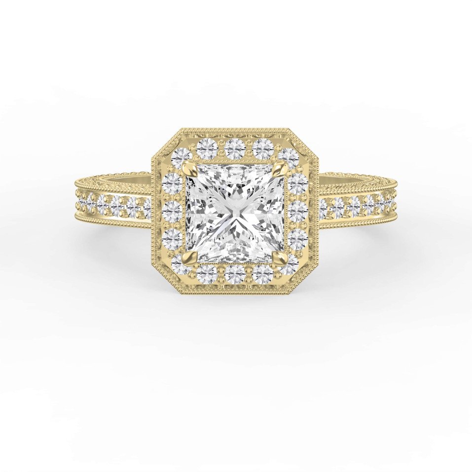 Princess Diamond Shape Vintage Ring – Choose Lab Grown & Natural Diamonds