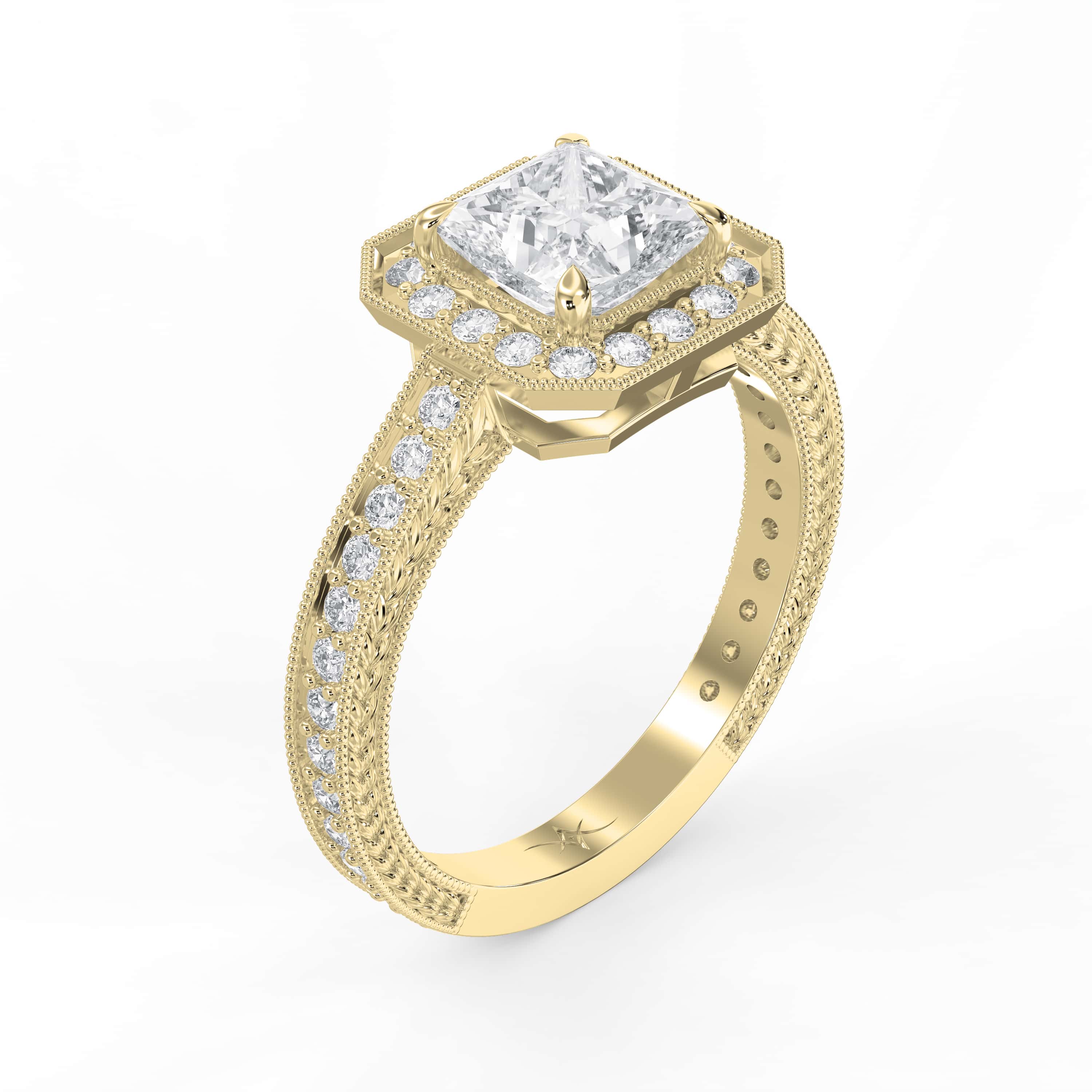 Princess Diamond Shape Vintage Ring – Choose Lab Grown & Natural Diamonds