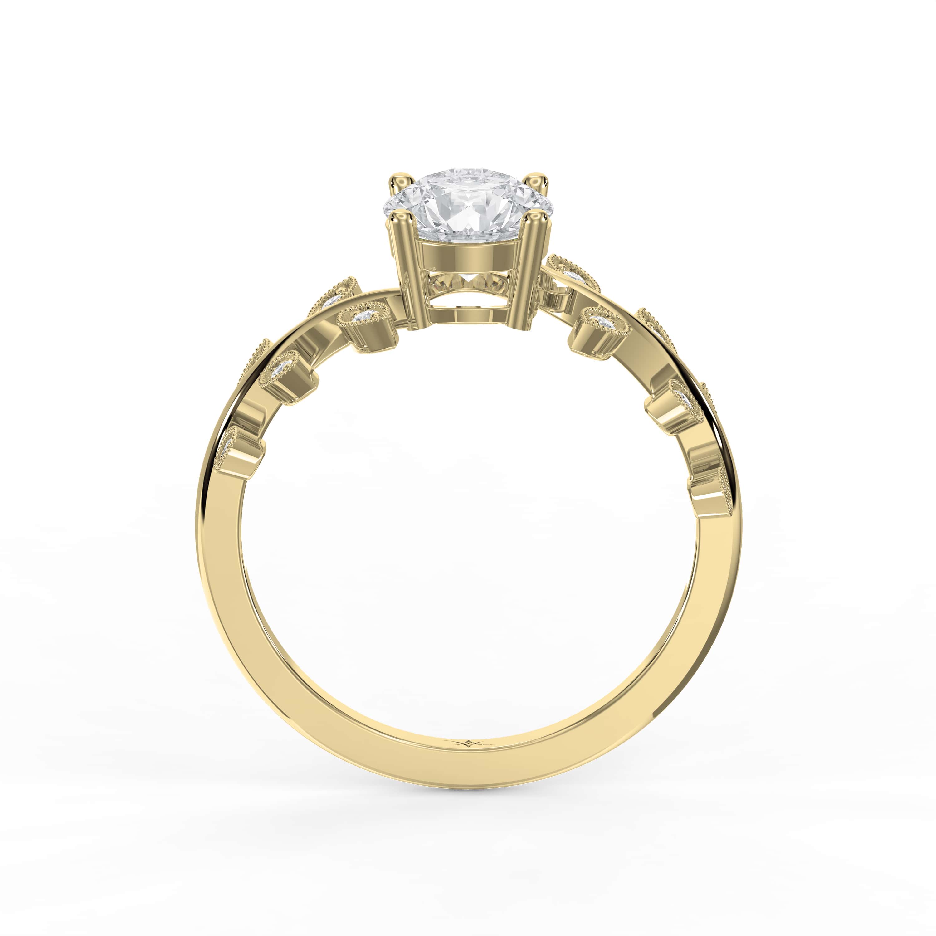Whispering Leaves Design Vintage Ring – Choose Lab Grown & Natural Diamonds