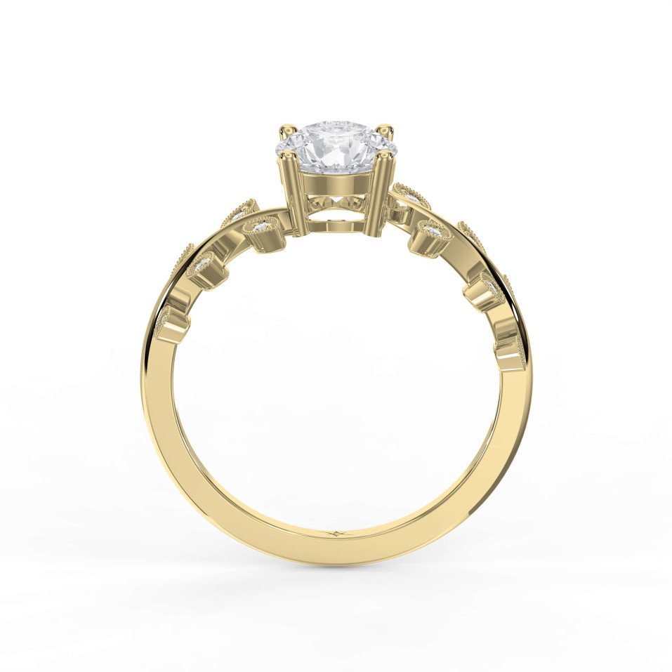 Whispering Leaves Design Vintage Ring – Choose Lab Grown & Natural Diamonds