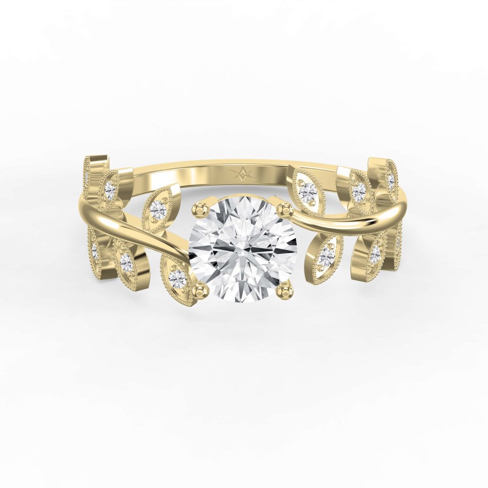 Whispering Leaves Design Vintage Ring – Choose Lab Grown & Natural Diamonds