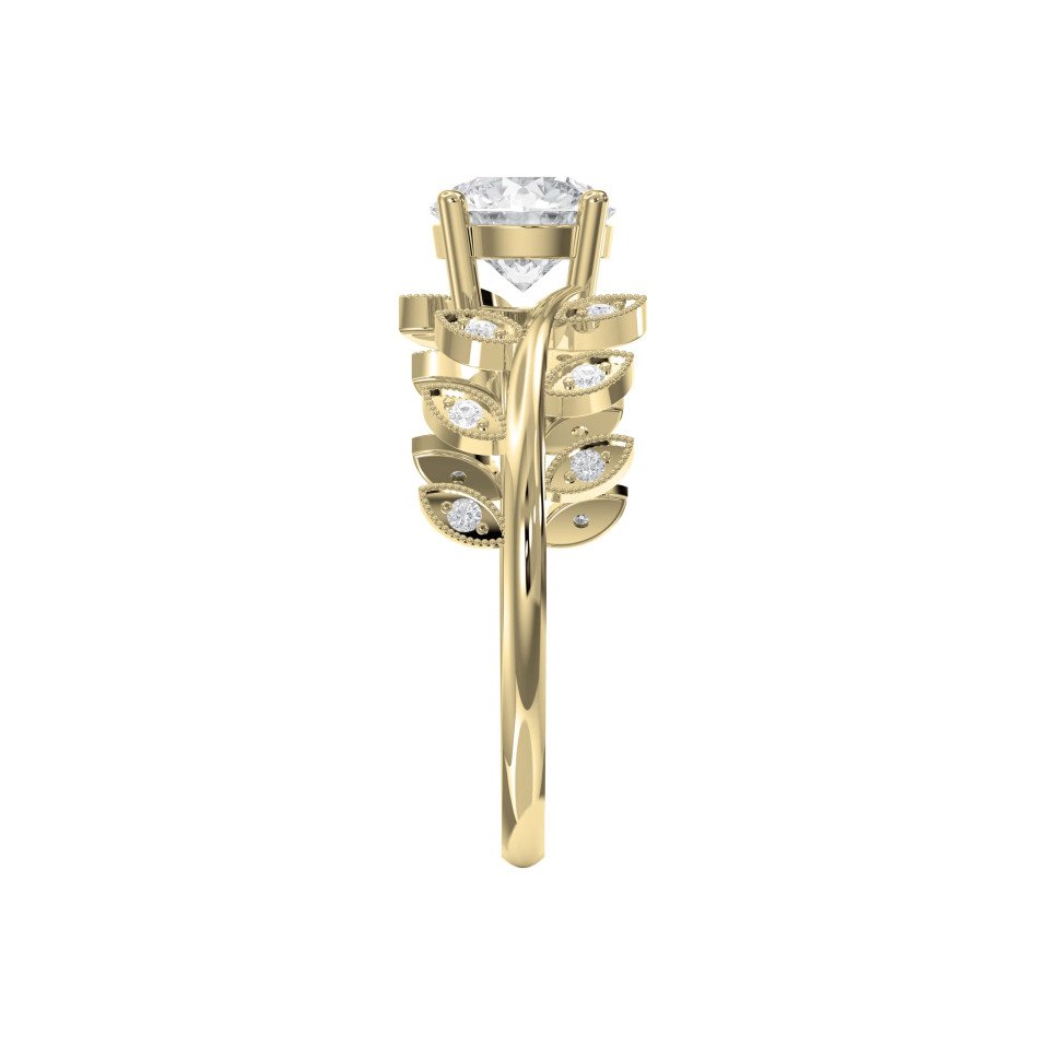 Whispering Leaves Design Vintage Ring – Choose Lab Grown & Natural Diamonds