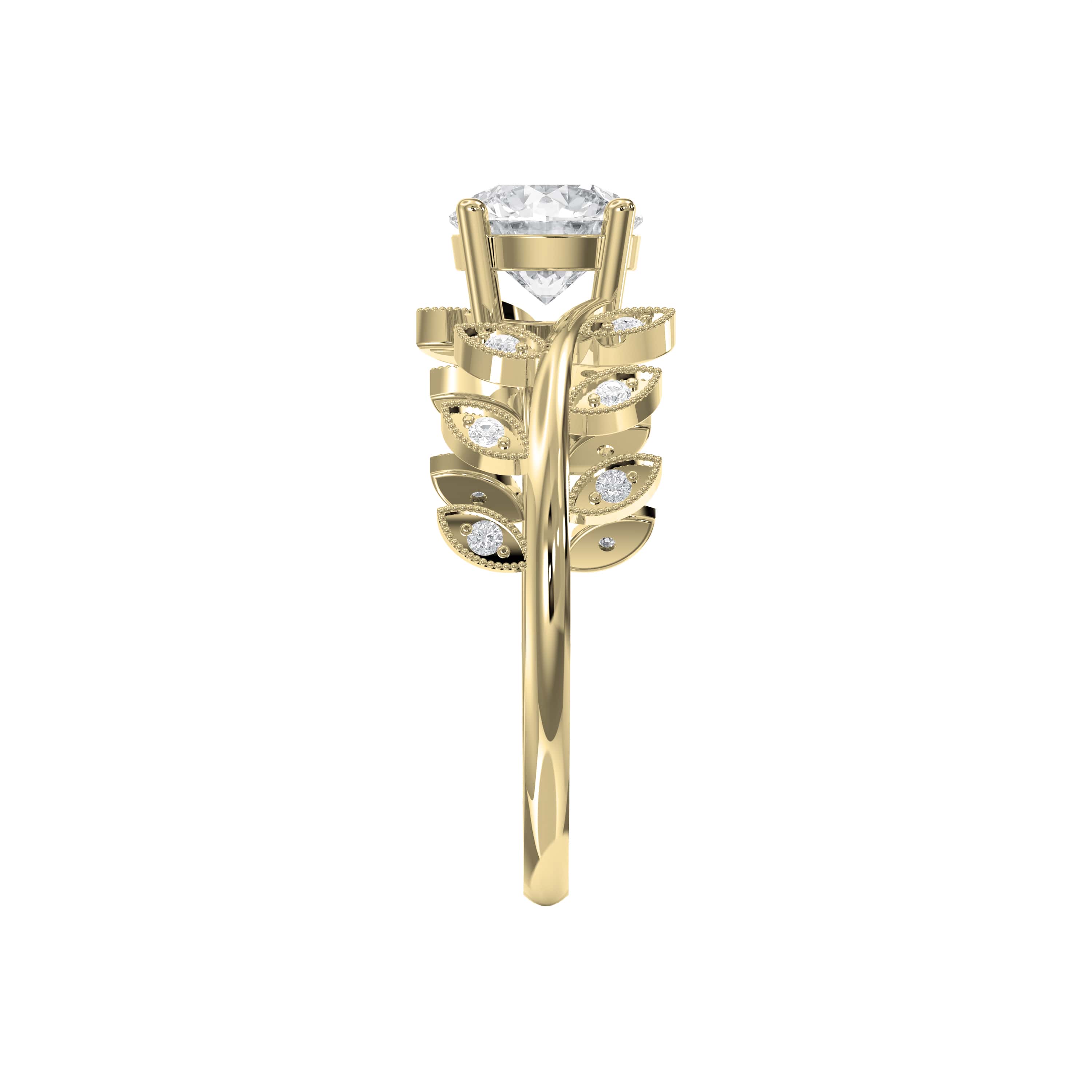Whispering Leaves Design Vintage Ring – Choose Lab Grown & Natural Diamonds