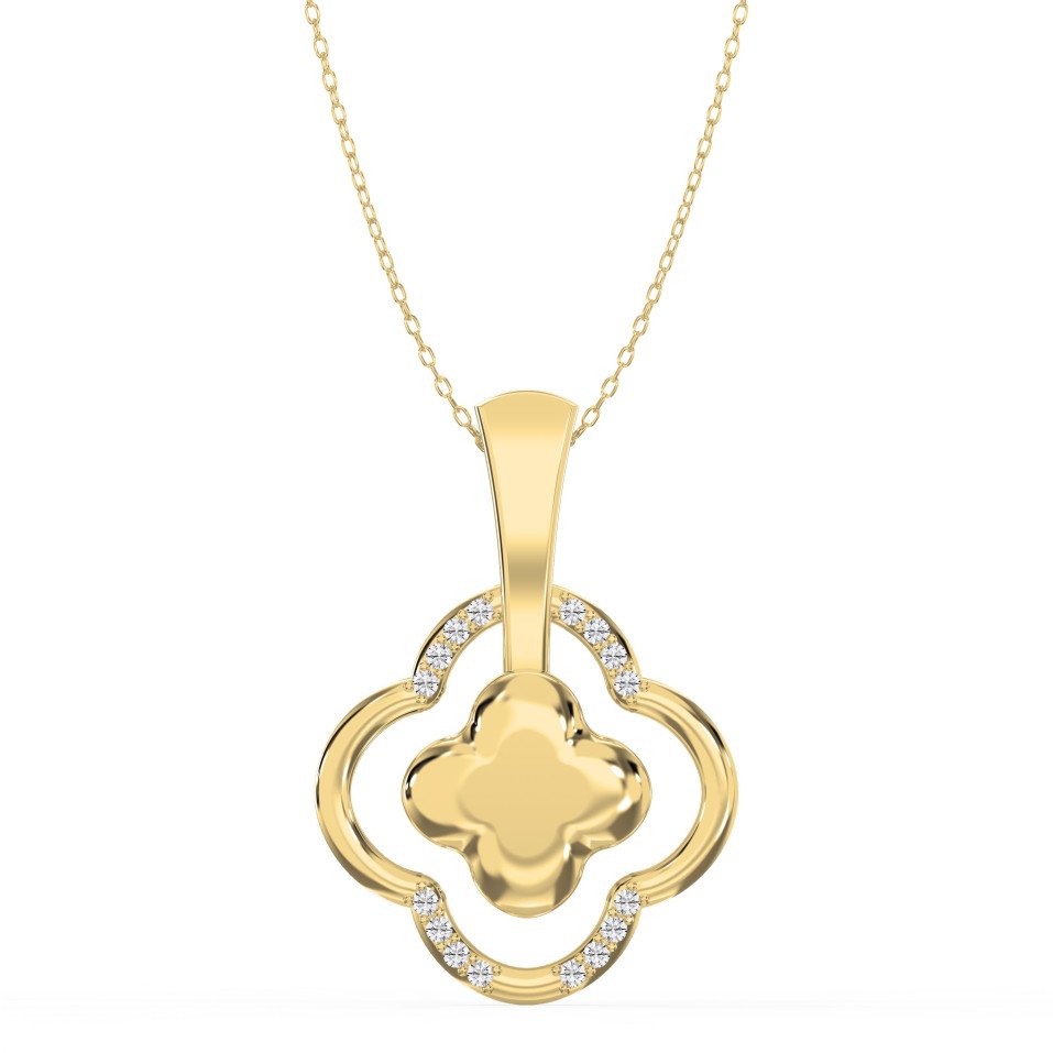 Round Diamond Elegant Clover Bloom Pendant Necklace | Lab-Grown & Natural Diamond Jewelry – Valam Design