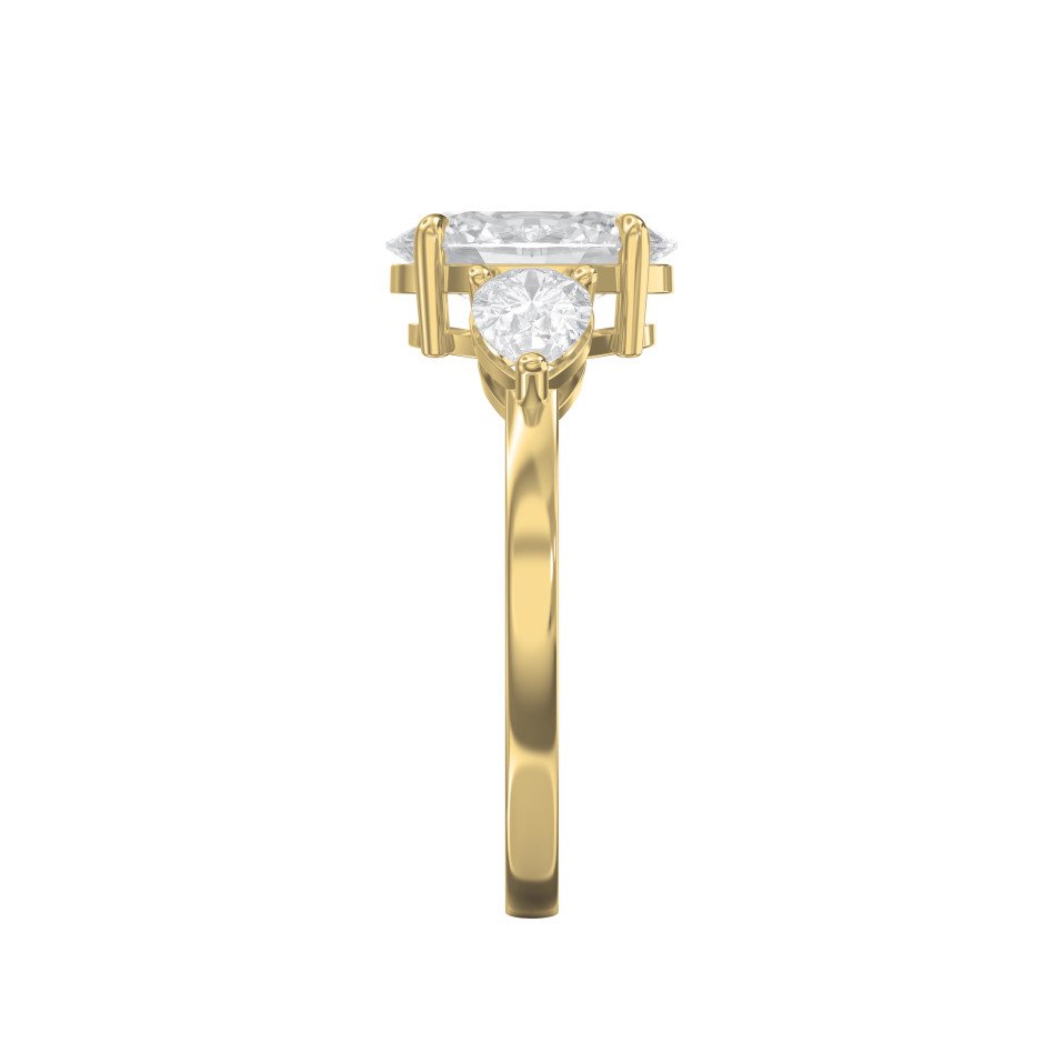 Elegant Three-Stone Engagement Ring with Pear Diamond Side Stones | Custom Center Stone Shape in Lab or Natural Diamonds – Valam Design