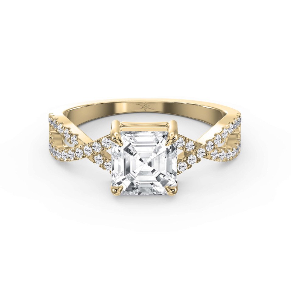 Asscher Cut Diamond Solitaire Engagement Ring – 4-Prong Setting