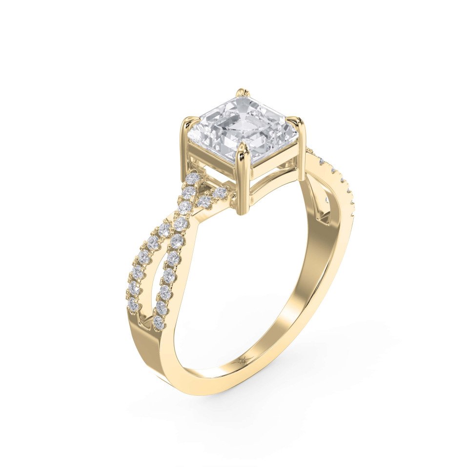 Asscher Cut Diamond Solitaire Engagement Ring – 4-Prong Setting