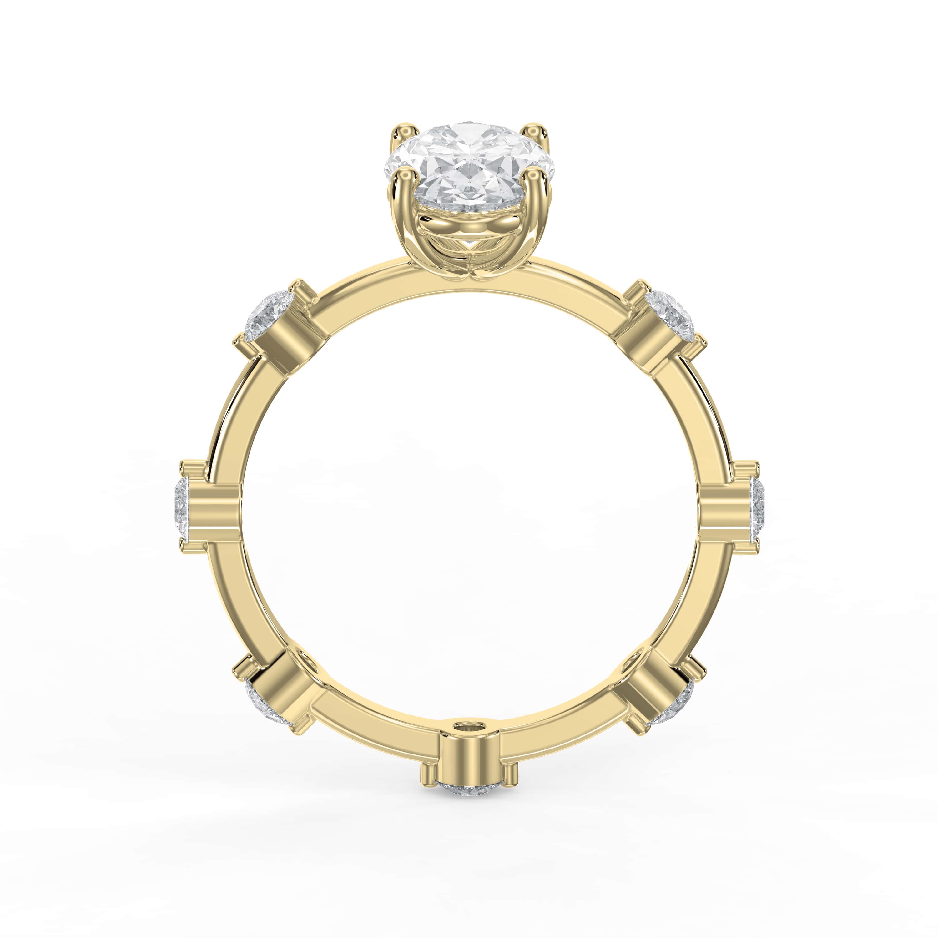 Customizable Multi-Stone Engagement Ring Featuring a Large Center Diamond with Bar & Prong Accent Setting
