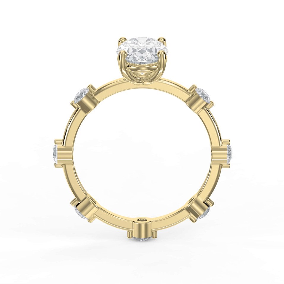 Customizable Multi-Stone Engagement Ring Featuring a Large Center Diamond with Bar & Prong Accent Setting