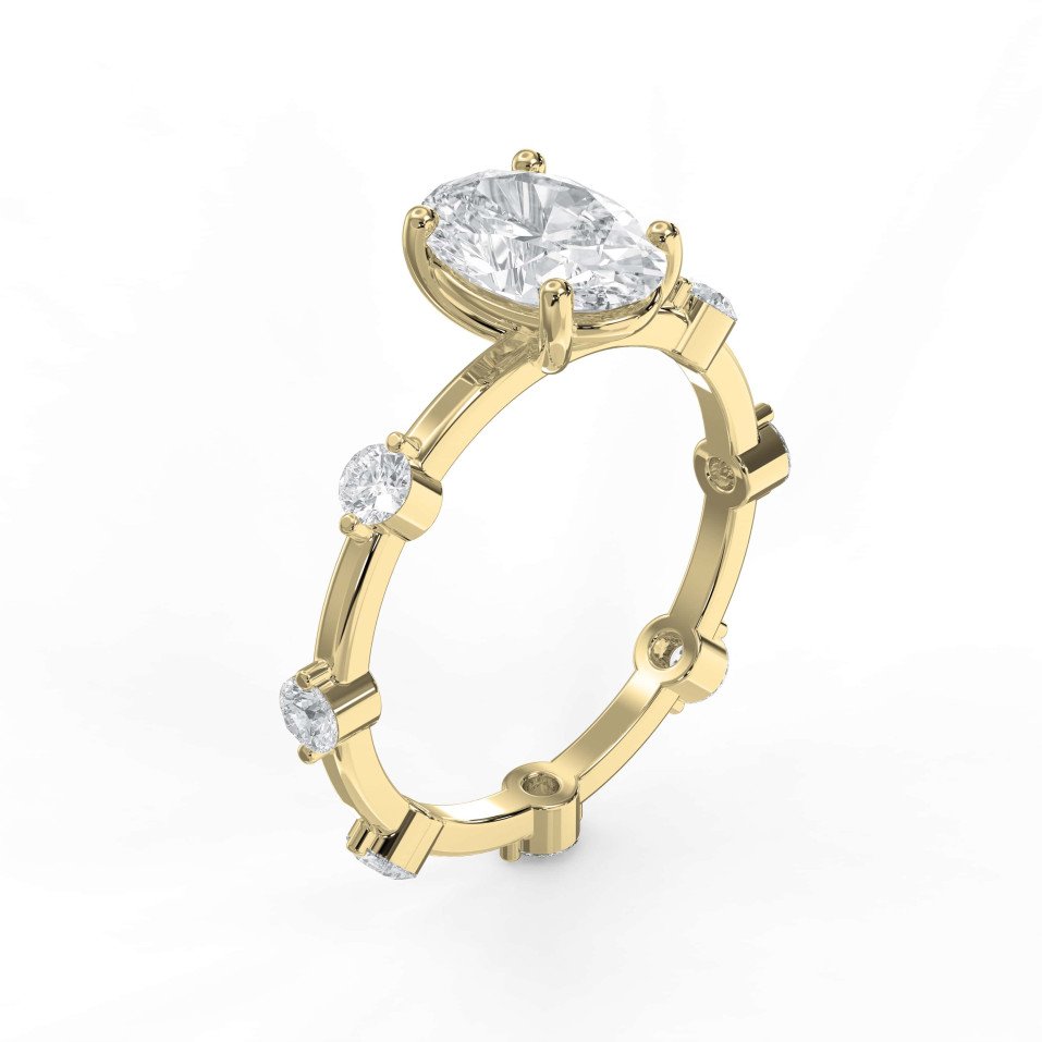 Customizable Multi-Stone Engagement Ring Featuring a Large Center Diamond with Bar & Prong Accent Setting
