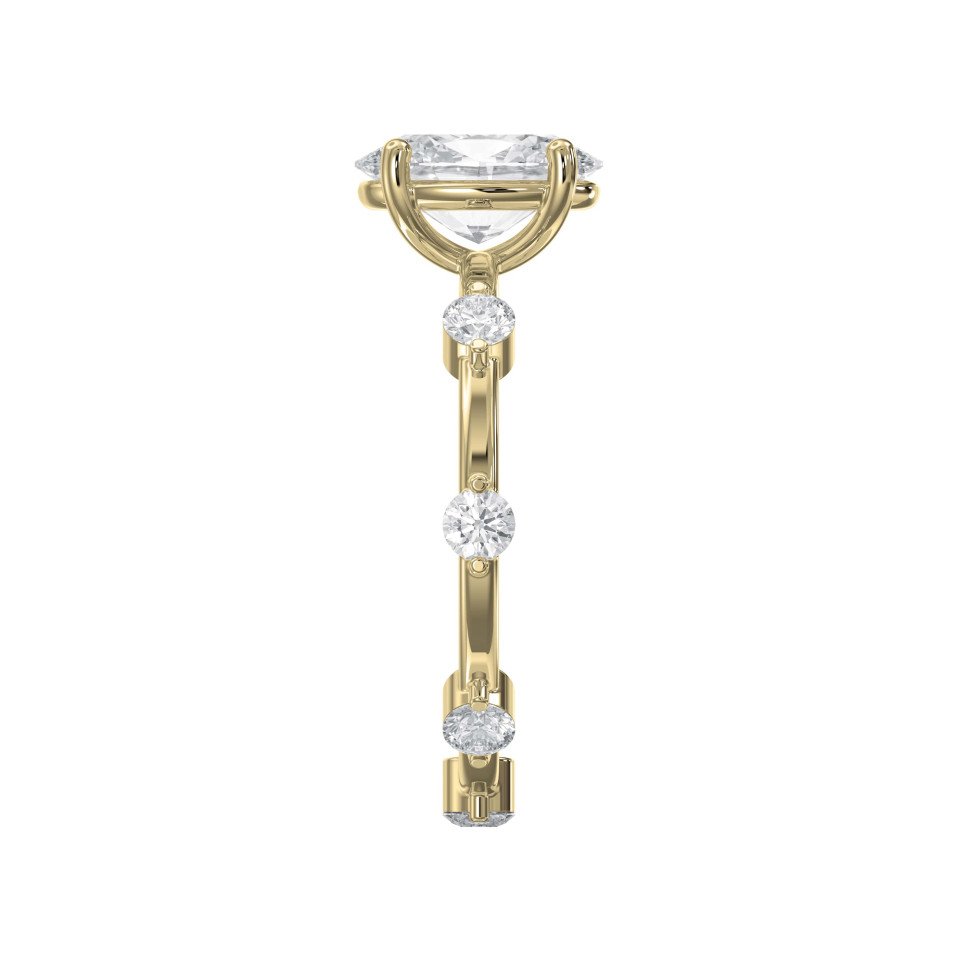 Customizable Multi-Stone Engagement Ring Featuring a Large Center Diamond with Bar & Prong Accent Setting