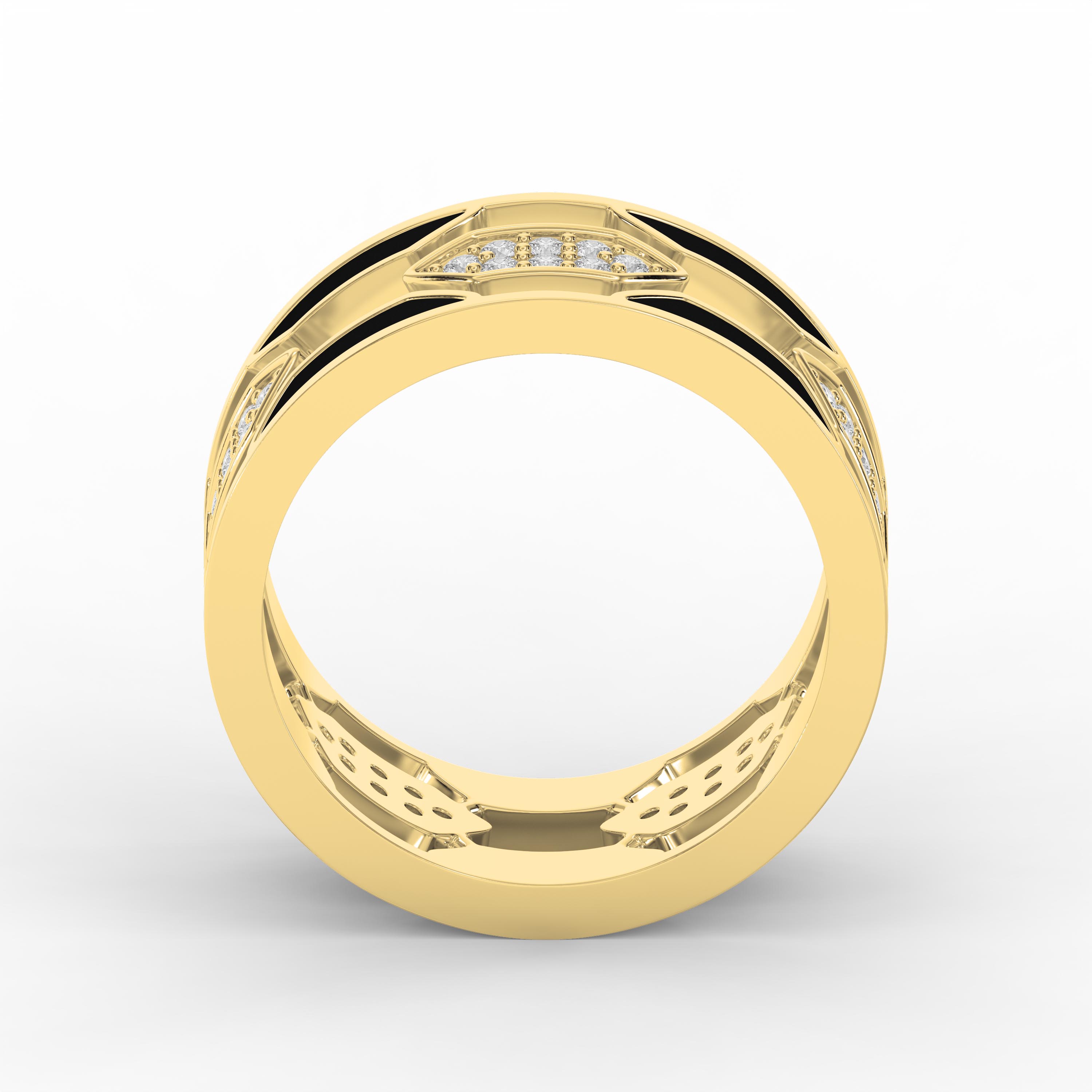 Geometric Diamond Cluster Band Ring with Black Enamel – Bold Modern Lab-Grown & Natural Diamond Ring