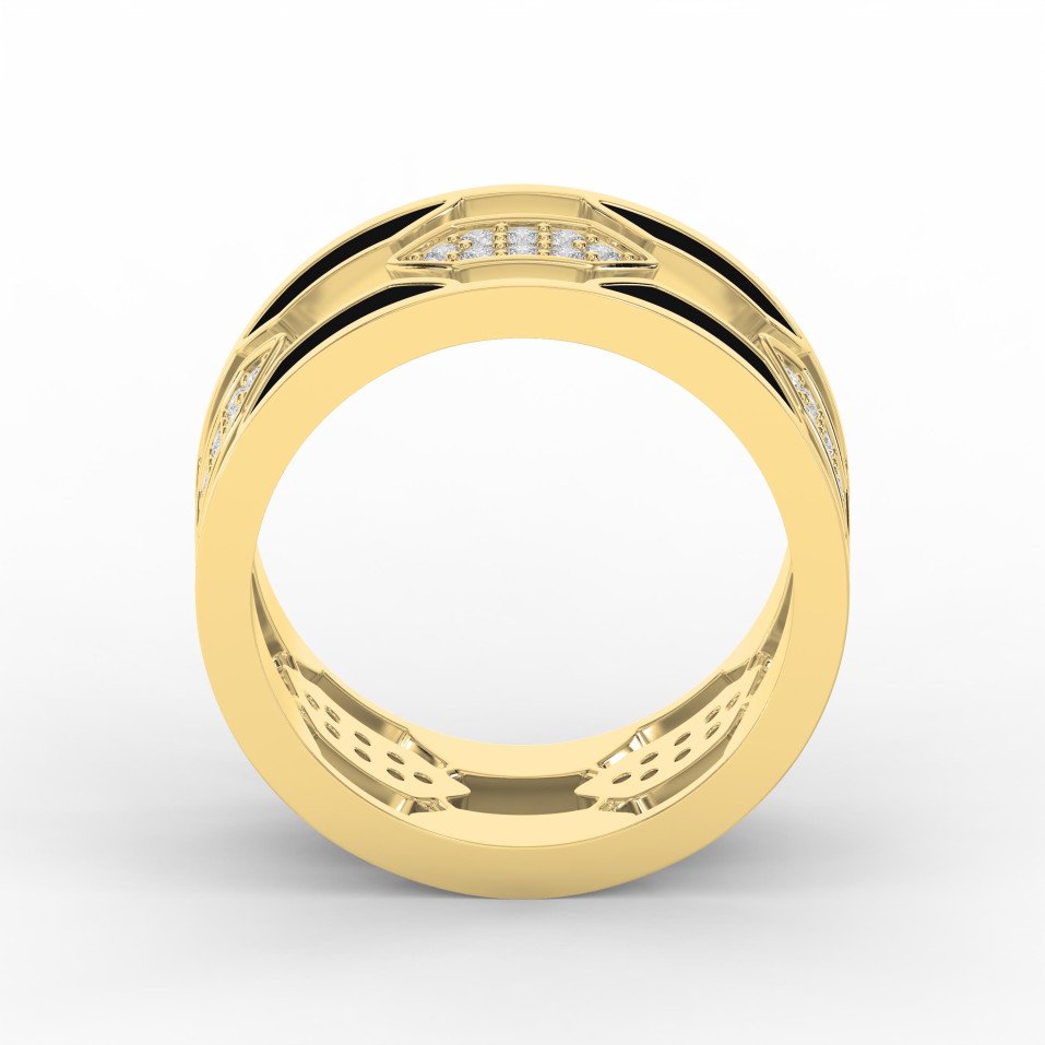 Geometric Diamond Cluster Band Ring with Black Enamel – Bold Modern Lab-Grown & Natural Diamond Ring