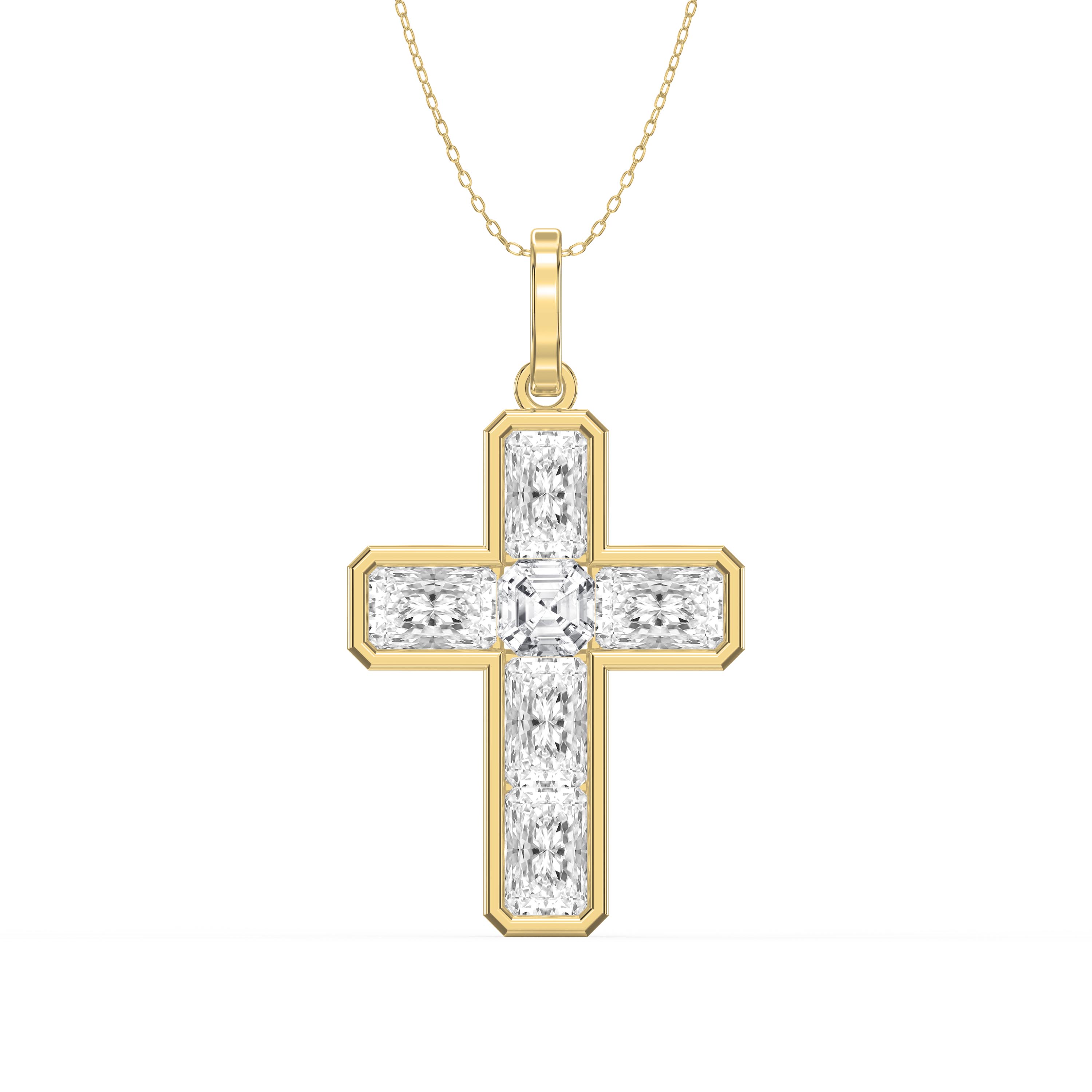 Diamond Cross Pendant Necklace – Radiant  Cut Diamond Religious Jewelry | Elegant Fine Jewelry