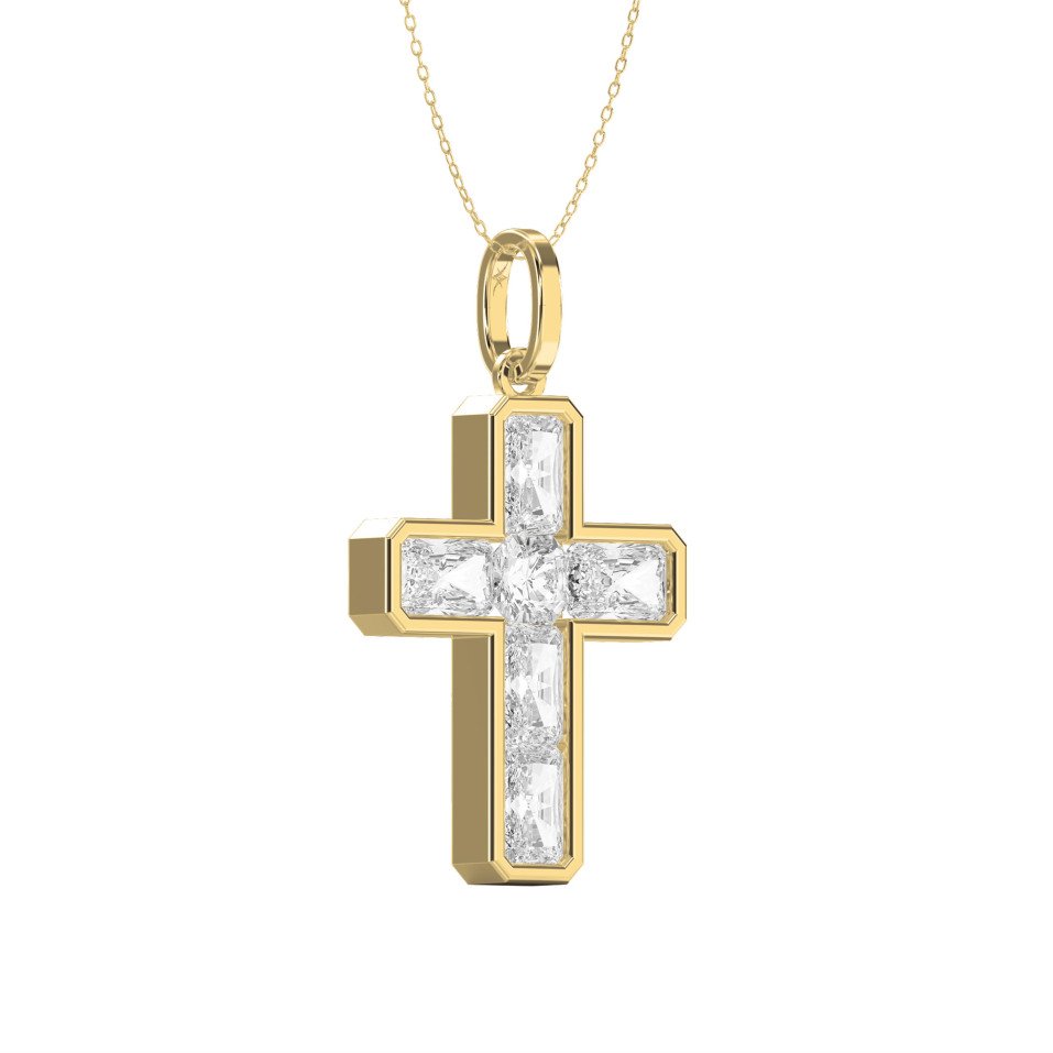 Diamond Cross Pendant Necklace – Radiant  Cut Diamond Religious Jewelry | Elegant Fine Jewelry