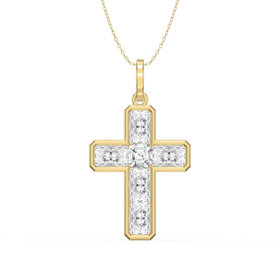 Diamond Cross Pendant Necklace – Radiant  Cut Diamond Religious Jewelry | Elegant Fine Jewelry