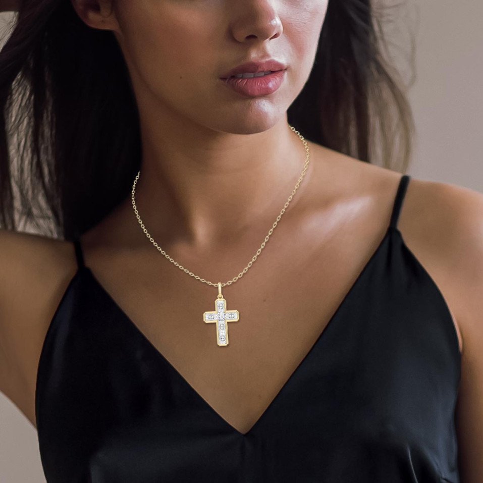Diamond Cross Pendant Necklace – Radiant  Cut Diamond Religious Jewelry | Elegant Fine Jewelry