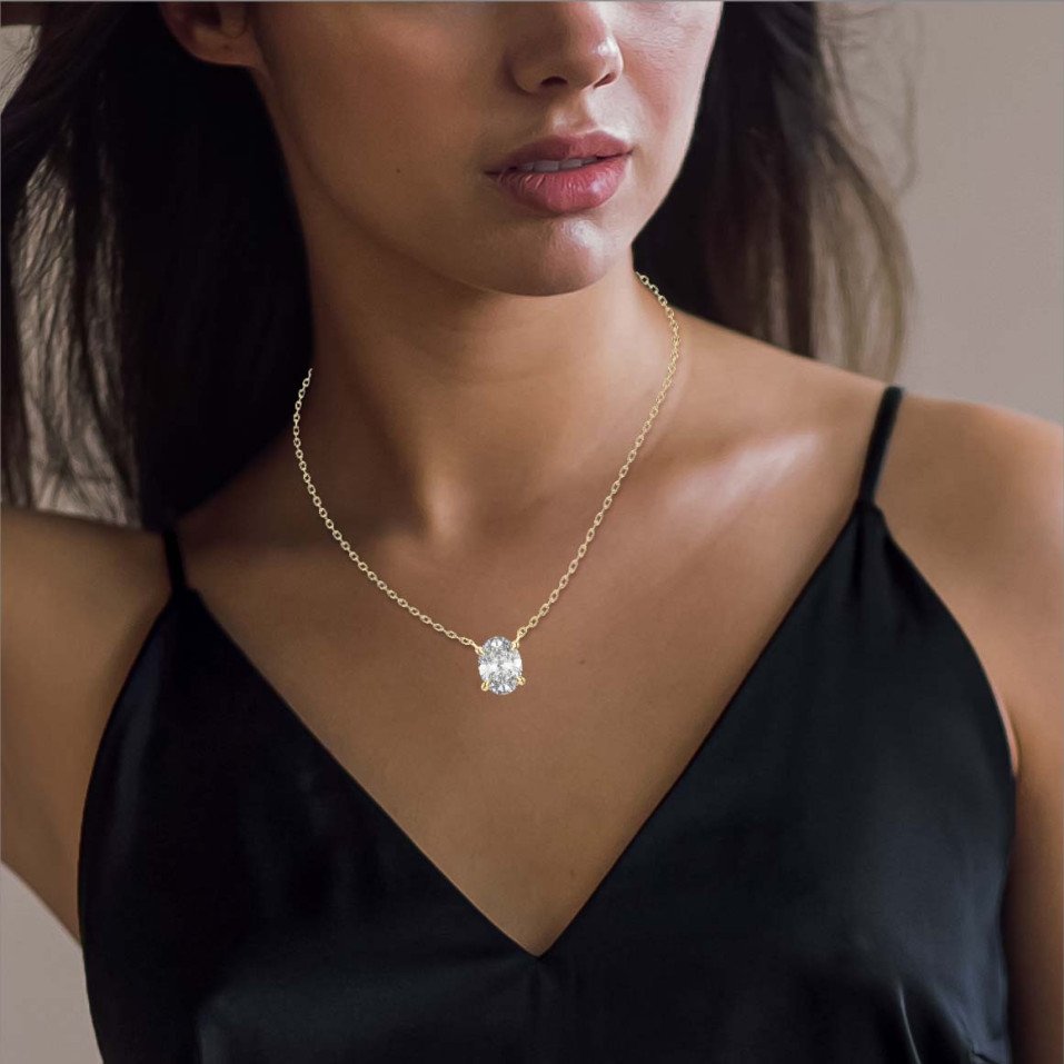 Oval Shape Diamond Necklace – Customizable with Lab Grown or Natural Diamond