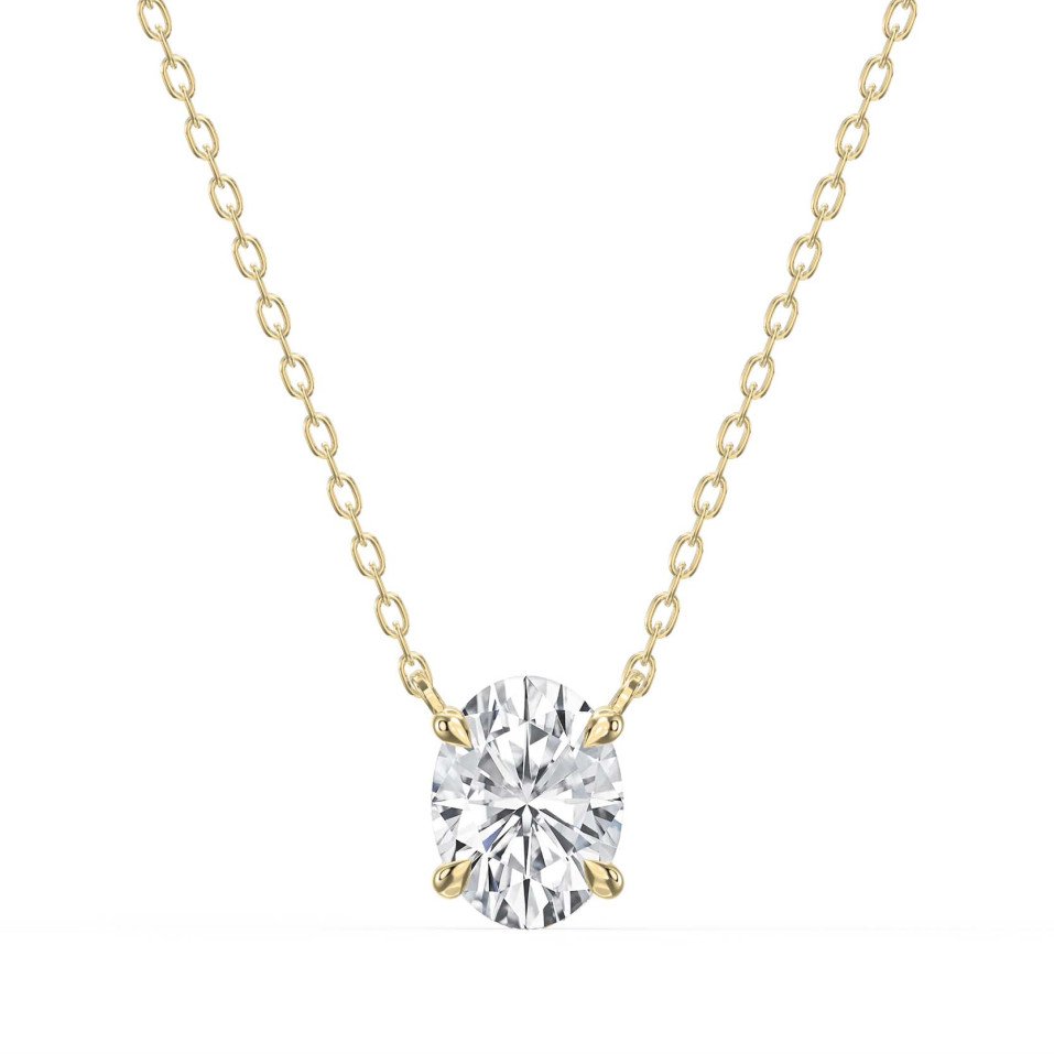 Oval Shape Diamond Necklace – Customizable with Lab Grown or Natural Diamond