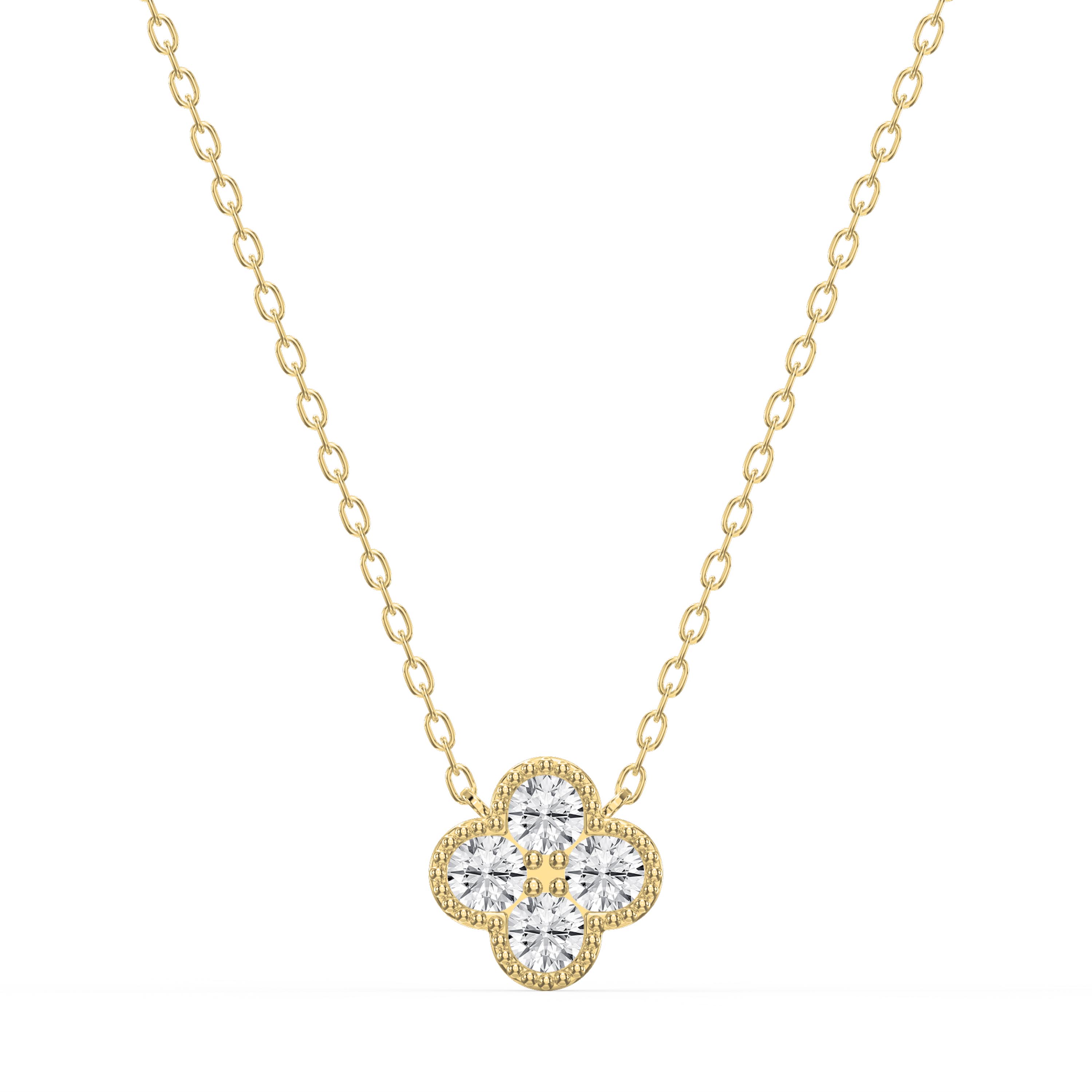 Heritage Clover Diamond Pendant Necklace – Four Round Brilliant Diamonds | Lab-Grown & Natural Diamond