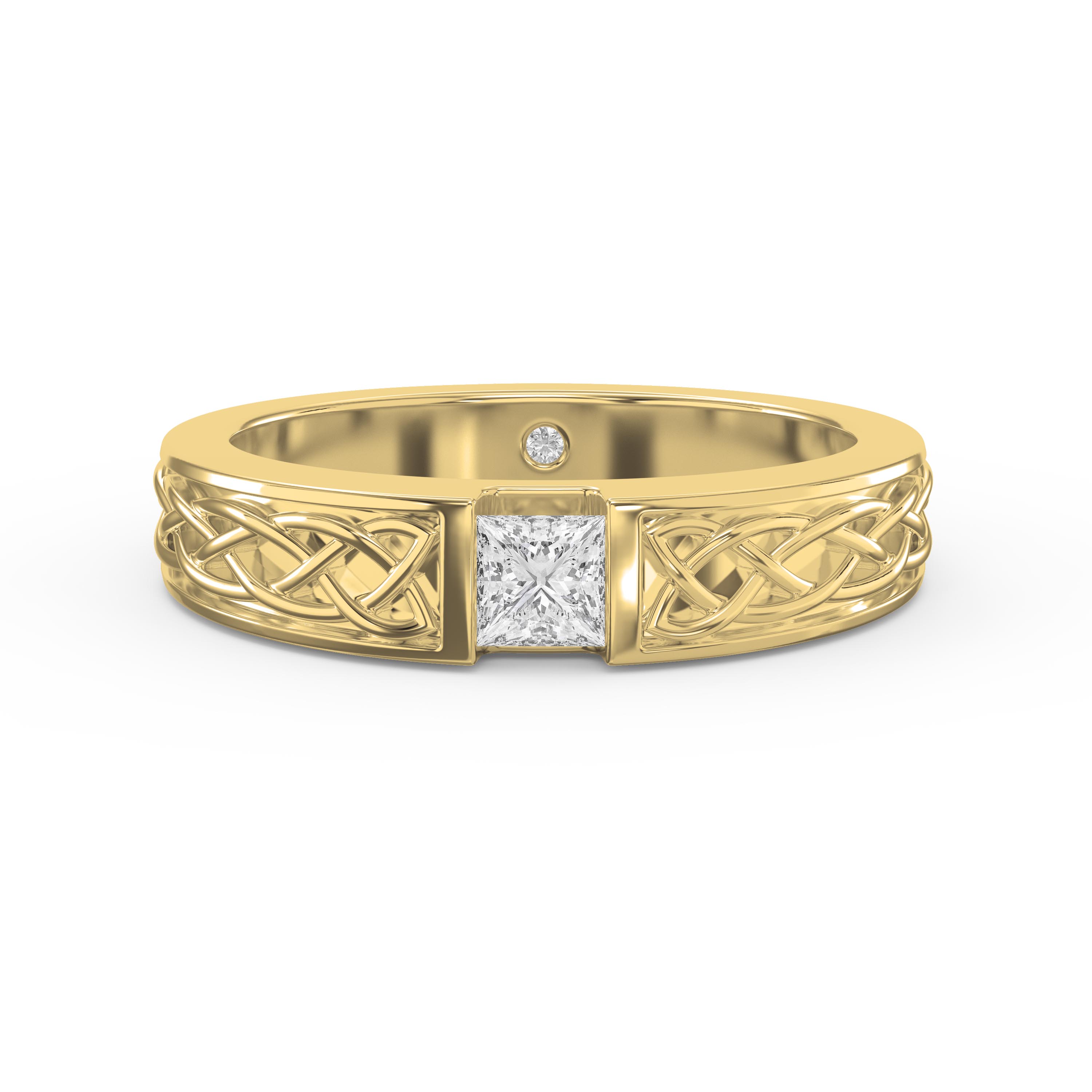 Celtic Knot Princess-Cut Diamond Vintage Band – Available in Yellow, White, Rose Gold & Platinum