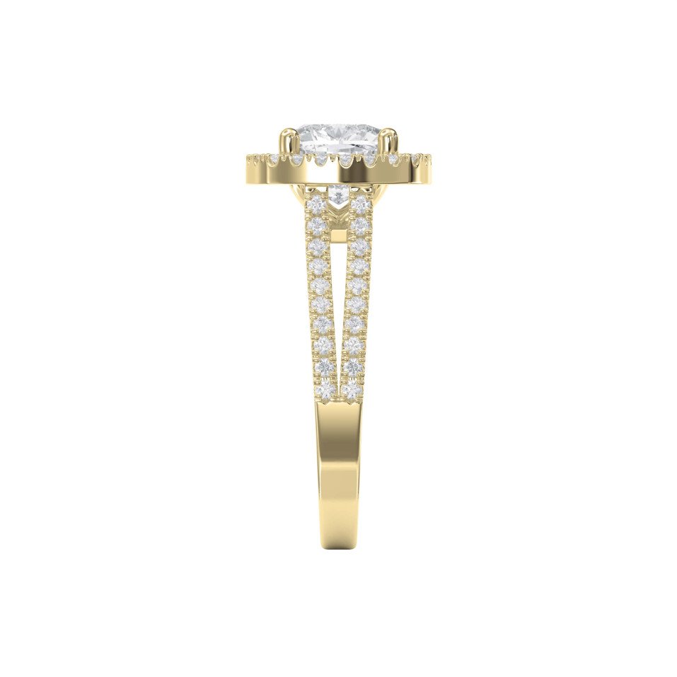 Cushion Brilliant Cut Halo Setting Engagement Ring with Side Stones