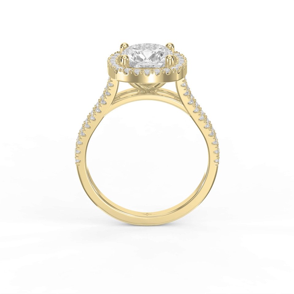 Cushion Brilliant Cut Halo Setting Engagement Ring with Side Stones