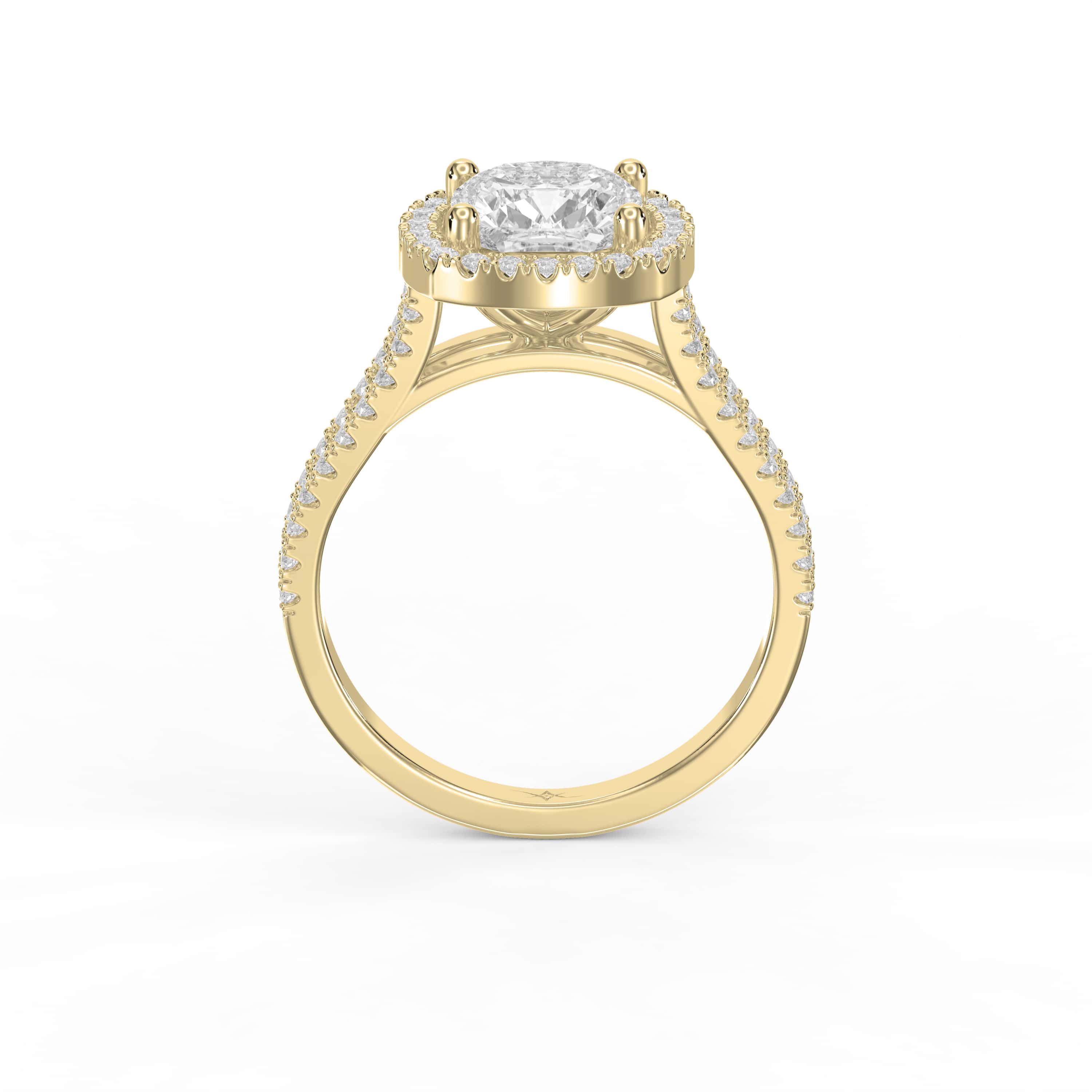 Cushion Brilliant Cut Halo Setting Engagement Ring with Side Stones