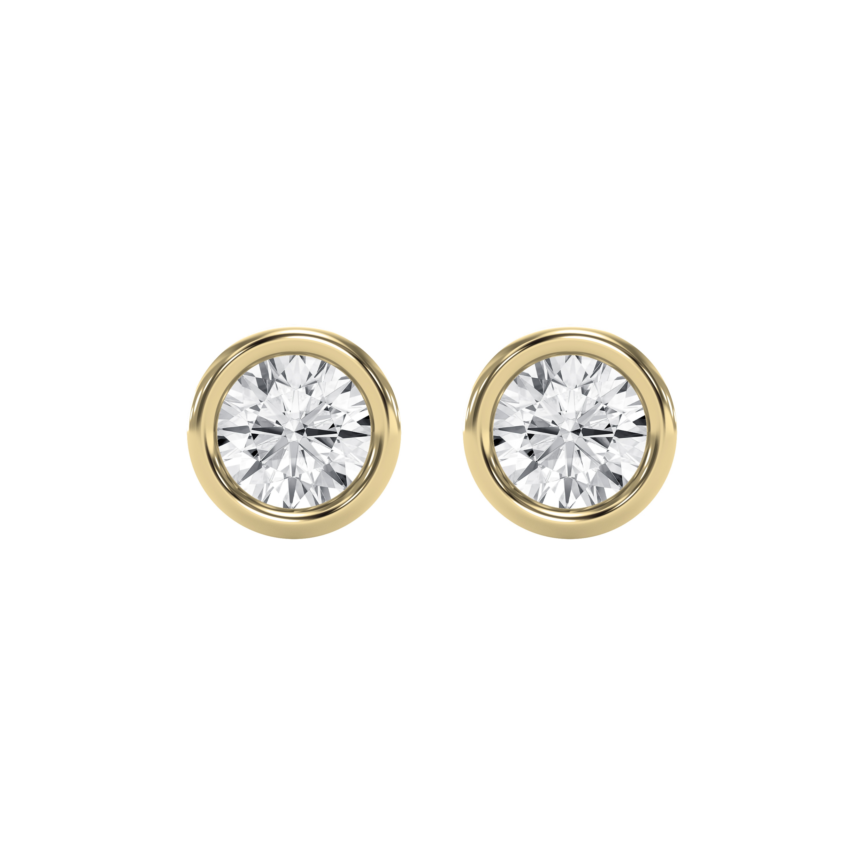Bezel Brilliance Round Shape Earring Studs – Choose Lab Grown & Natural | Push & Screw-Back Options