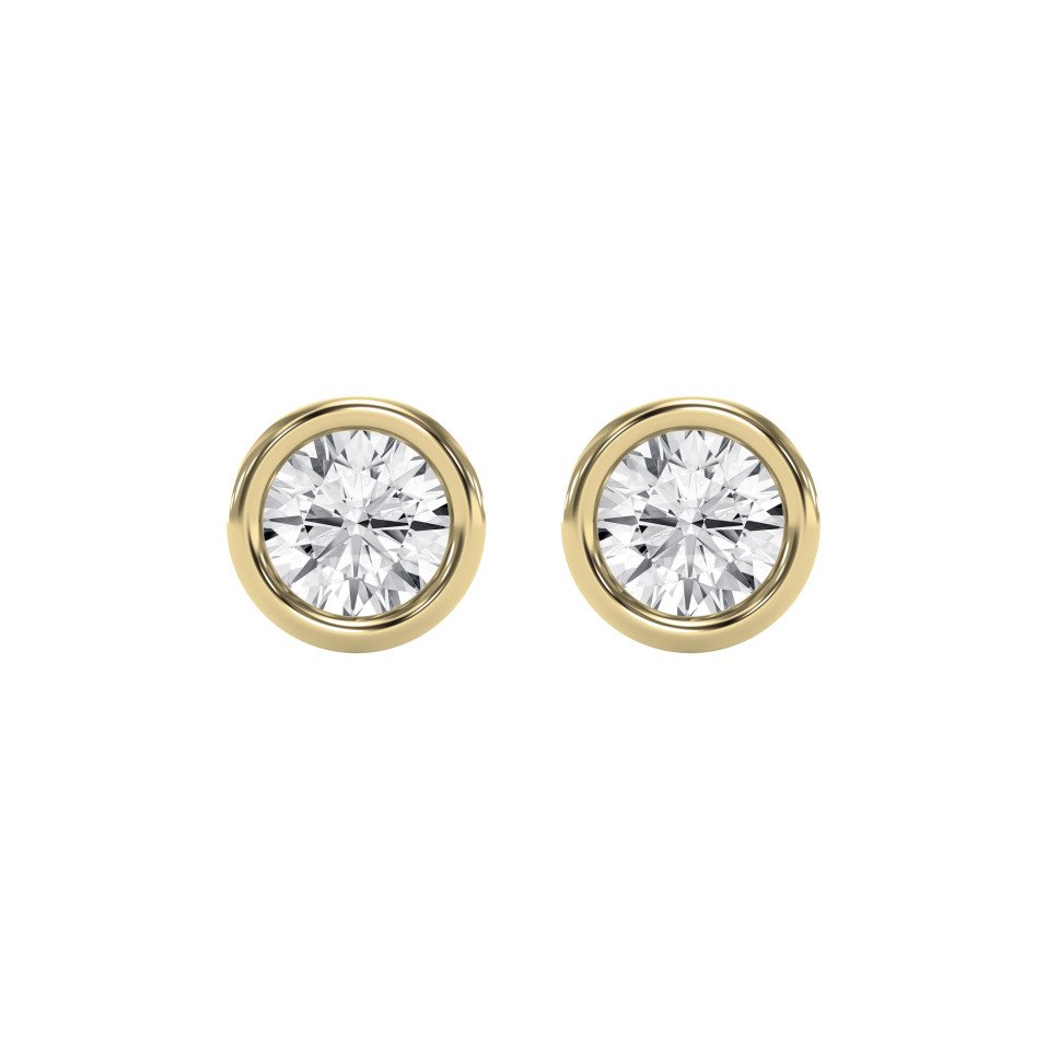 Bezel Brilliance Round Shape Earring Studs – Choose Lab Grown & Natural | Push & Screw-Back Options