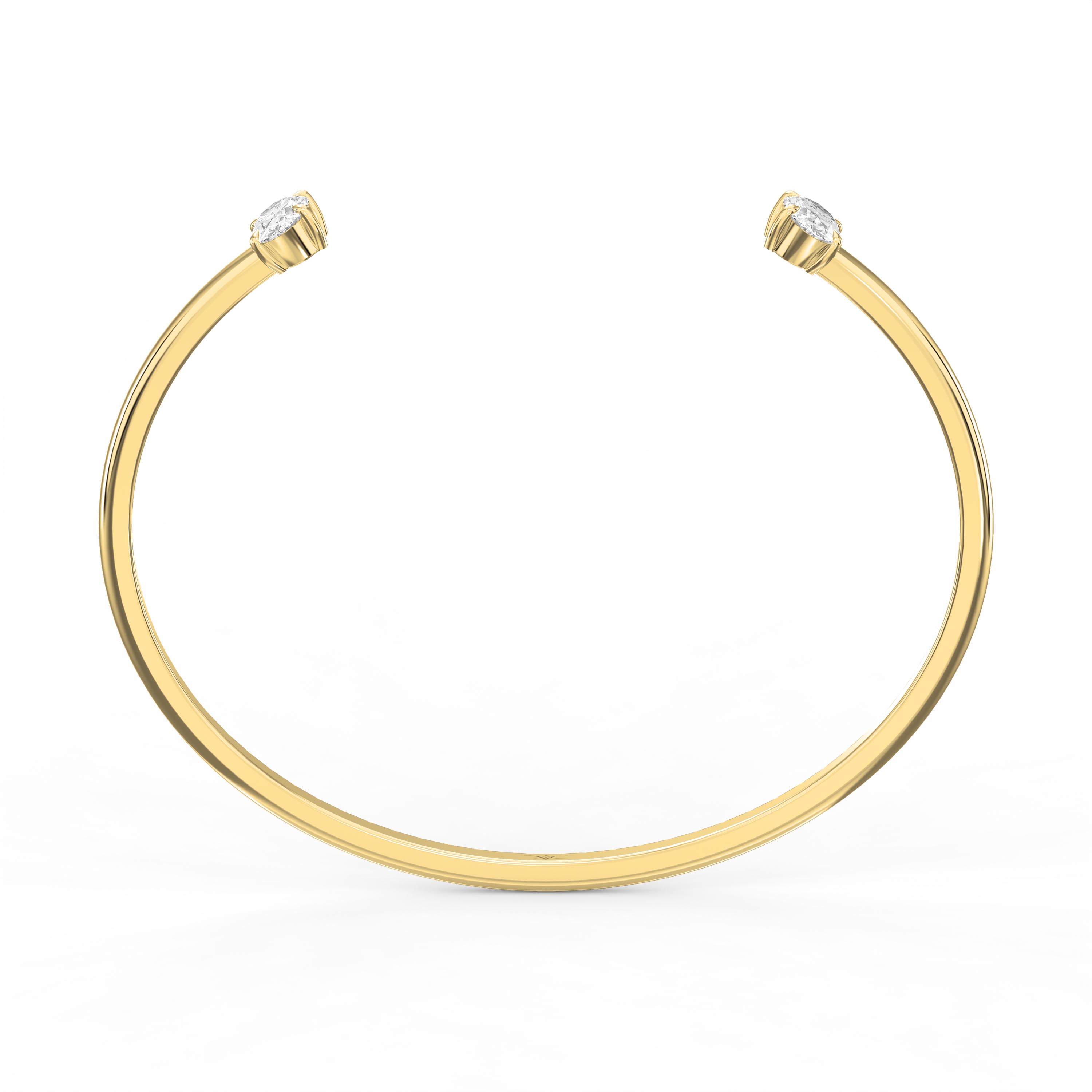 Minimalist Open Cuff Bracelet with Solitaire Oval  Diamonds – Lab-Grown & Natural Options