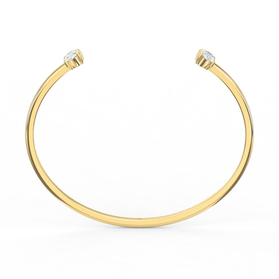 Minimalist Open Cuff Bracelet with Solitaire Oval  Diamonds – Lab-Grown & Natural Options