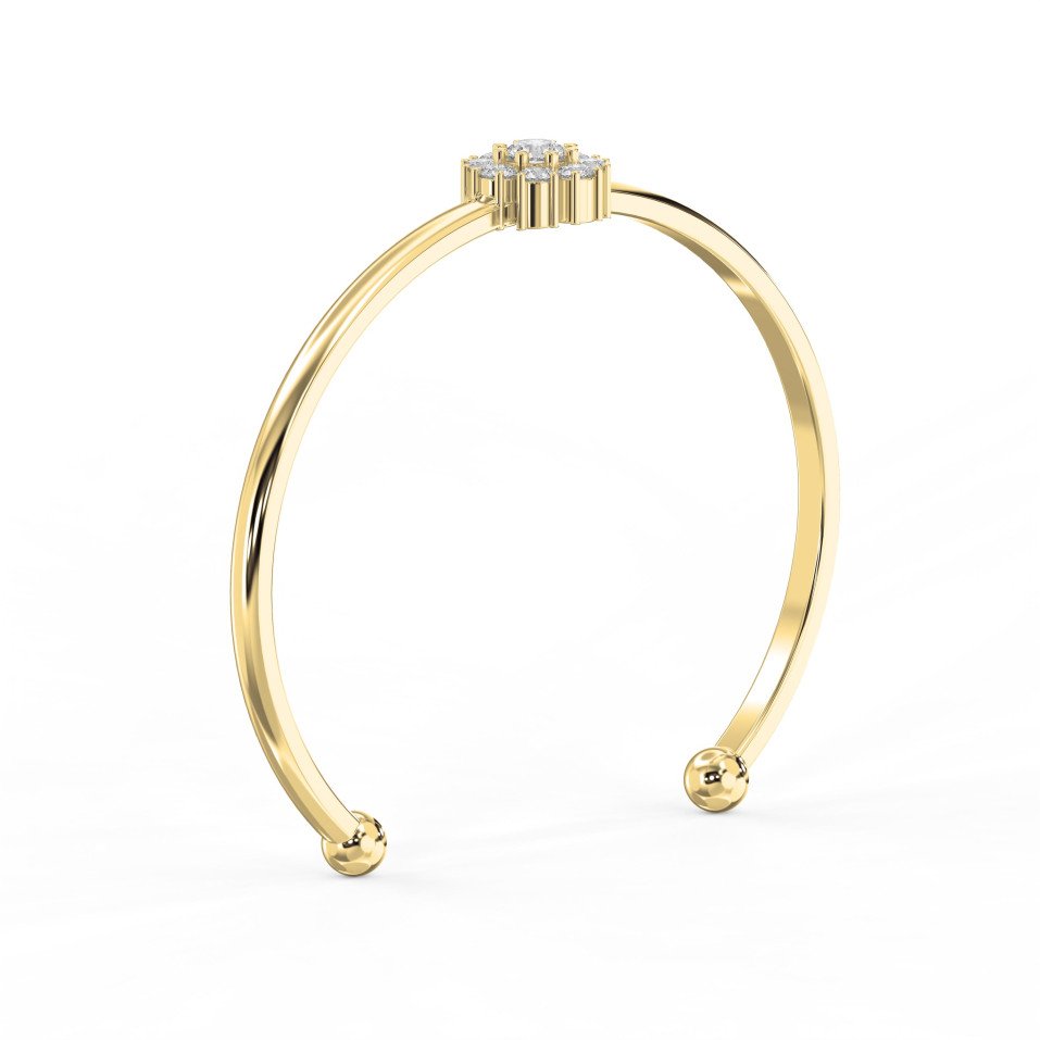 Floral Diamond Cluster Open Cuff Bracelet – Modern Elegant Women’s Diamond Bracelet | Lab-Grown & Natural