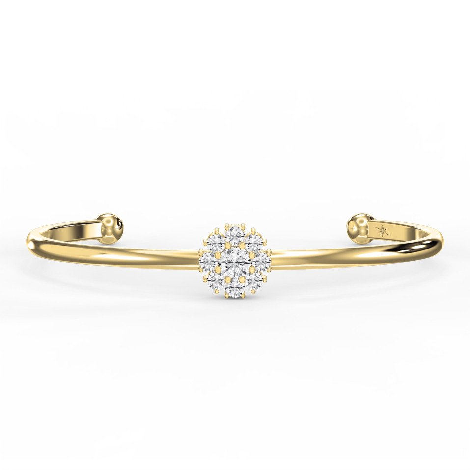 Floral Diamond Cluster Open Cuff Bracelet – Modern Elegant Women’s Diamond Bracelet | Lab-Grown & Natural