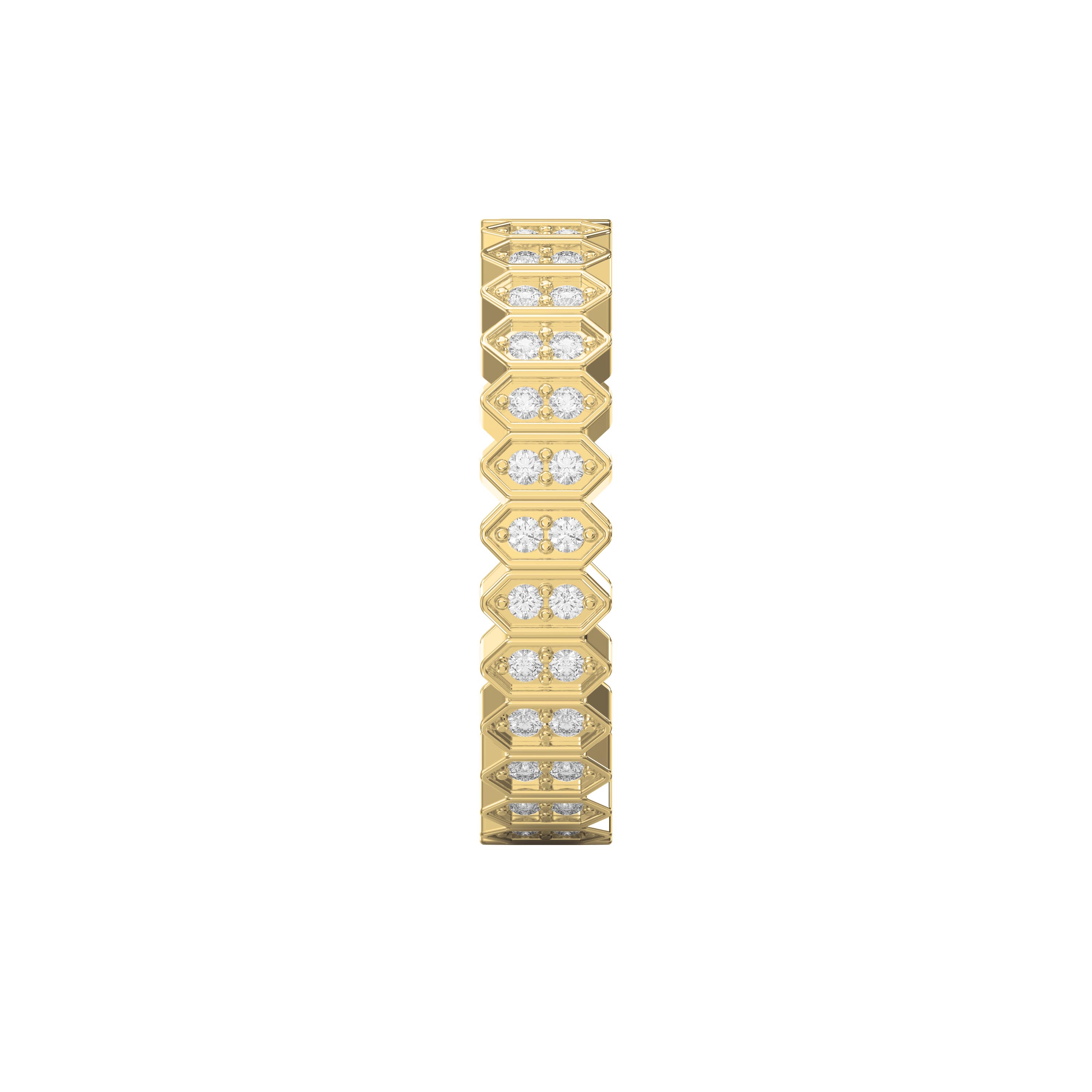 Eternal Hexagon  Round Shape Diamond Band – Marquise Motif Wedding Ring | Lab-Grown & Natural Diamonds