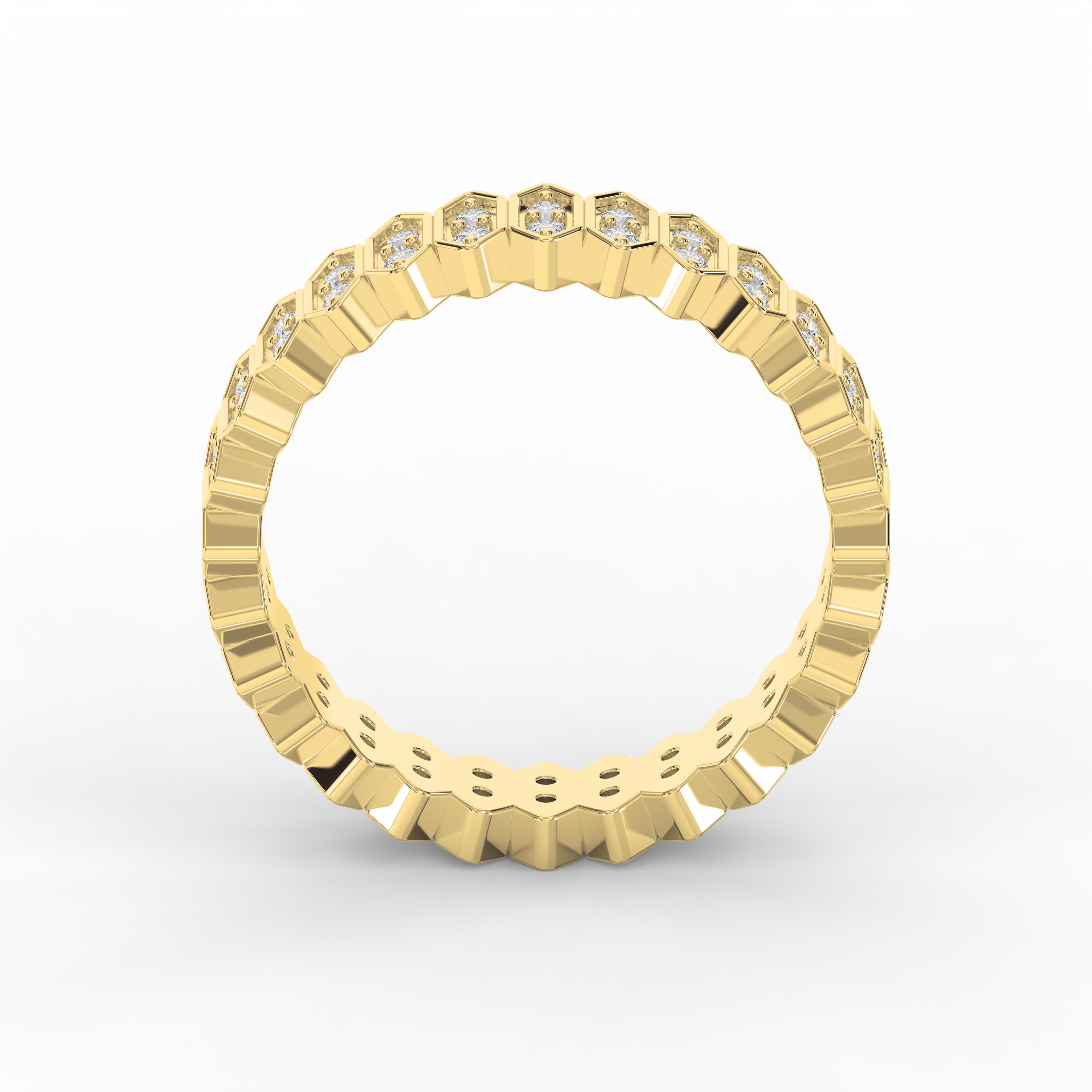 Eternal Hexagon  Round Shape Diamond Band – Marquise Motif Wedding Ring | Lab-Grown & Natural Diamonds
