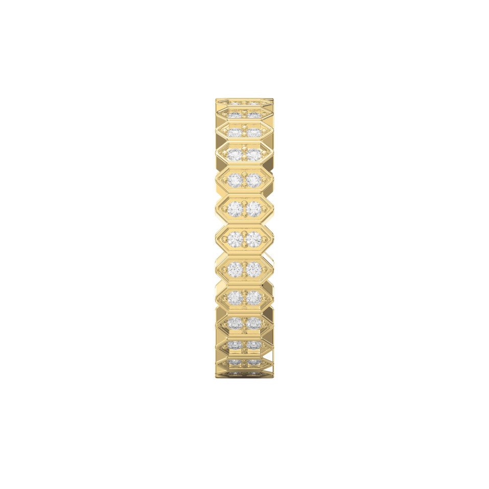Eternal Hexagon  Round Shape Diamond Band – Marquise Motif Wedding Ring | Lab-Grown & Natural Diamonds