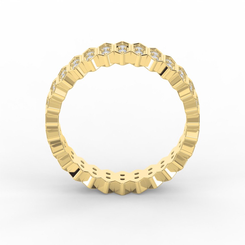 Eternal Hexagon  Round Shape Diamond Band – Marquise Motif Wedding Ring | Lab-Grown & Natural Diamonds