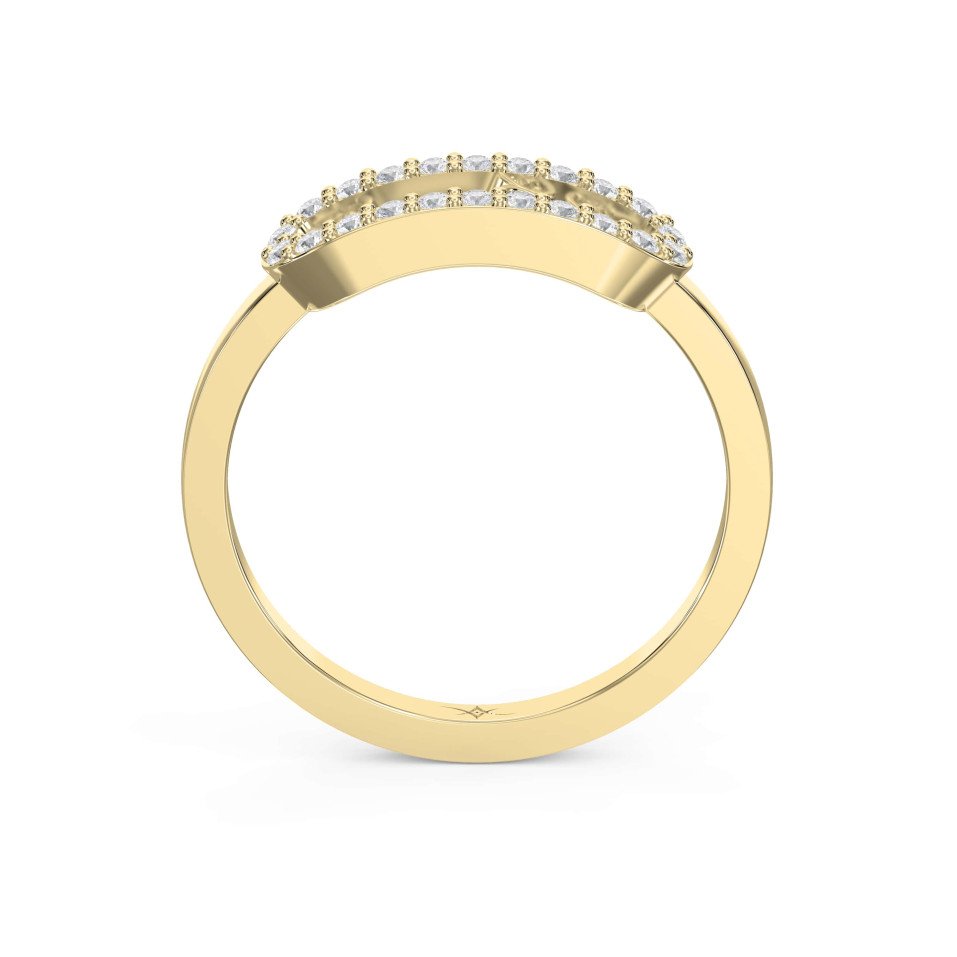 Gold Link Ring with Dancing Diamond – Lab-Grown & Natural Brilliance