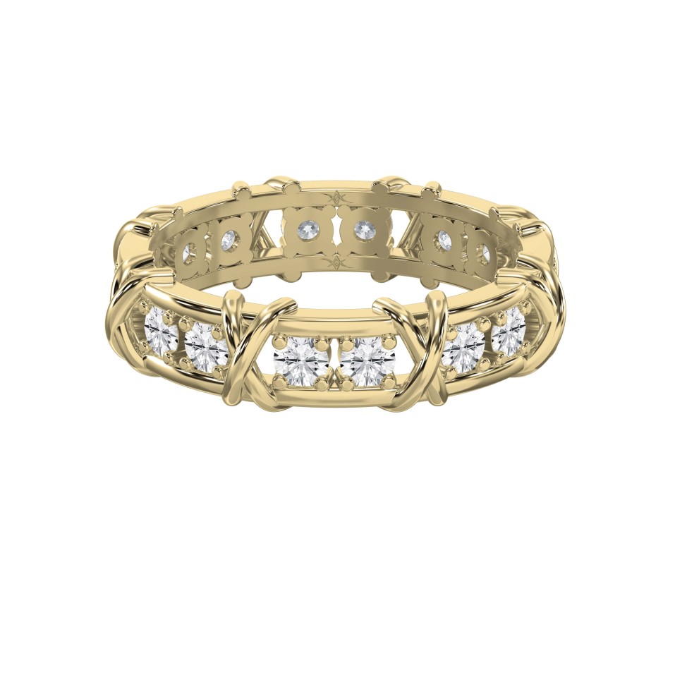 X-Shape Round Cut Lab-Grown & Natural Diamond Wedding Band