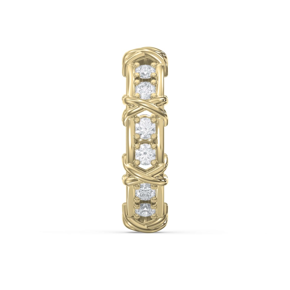 X-Shape Round Cut Lab-Grown & Natural Diamond Wedding Band