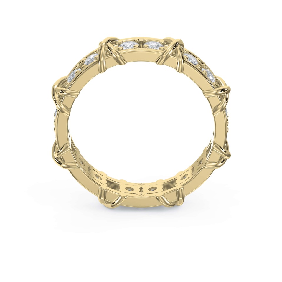 X-Shape Round Cut Lab-Grown & Natural Diamond Wedding Band