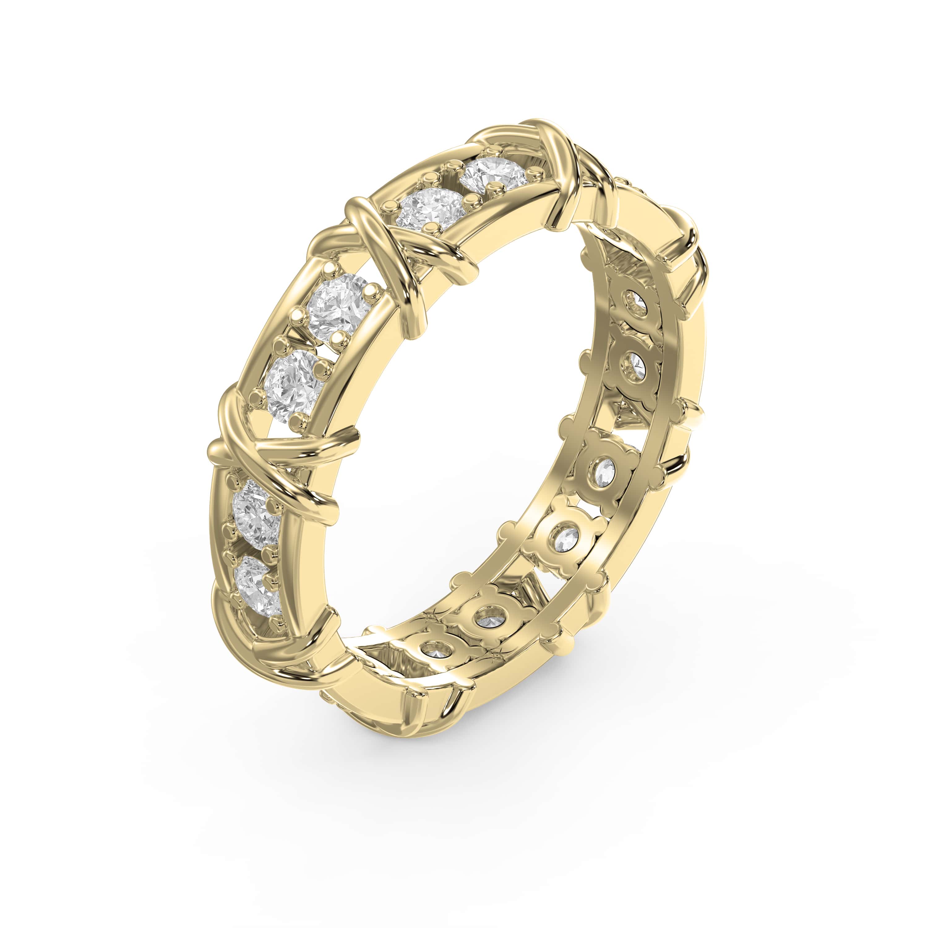 X-Shape Round Cut Lab-Grown & Natural Diamond Wedding Band
