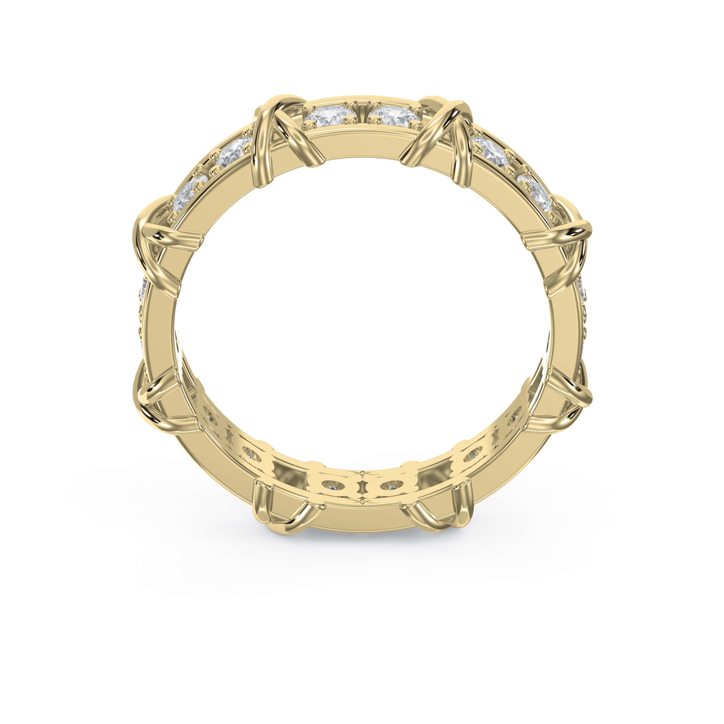 X-Shape Round Cut Lab-Grown & Natural Diamond Wedding Band