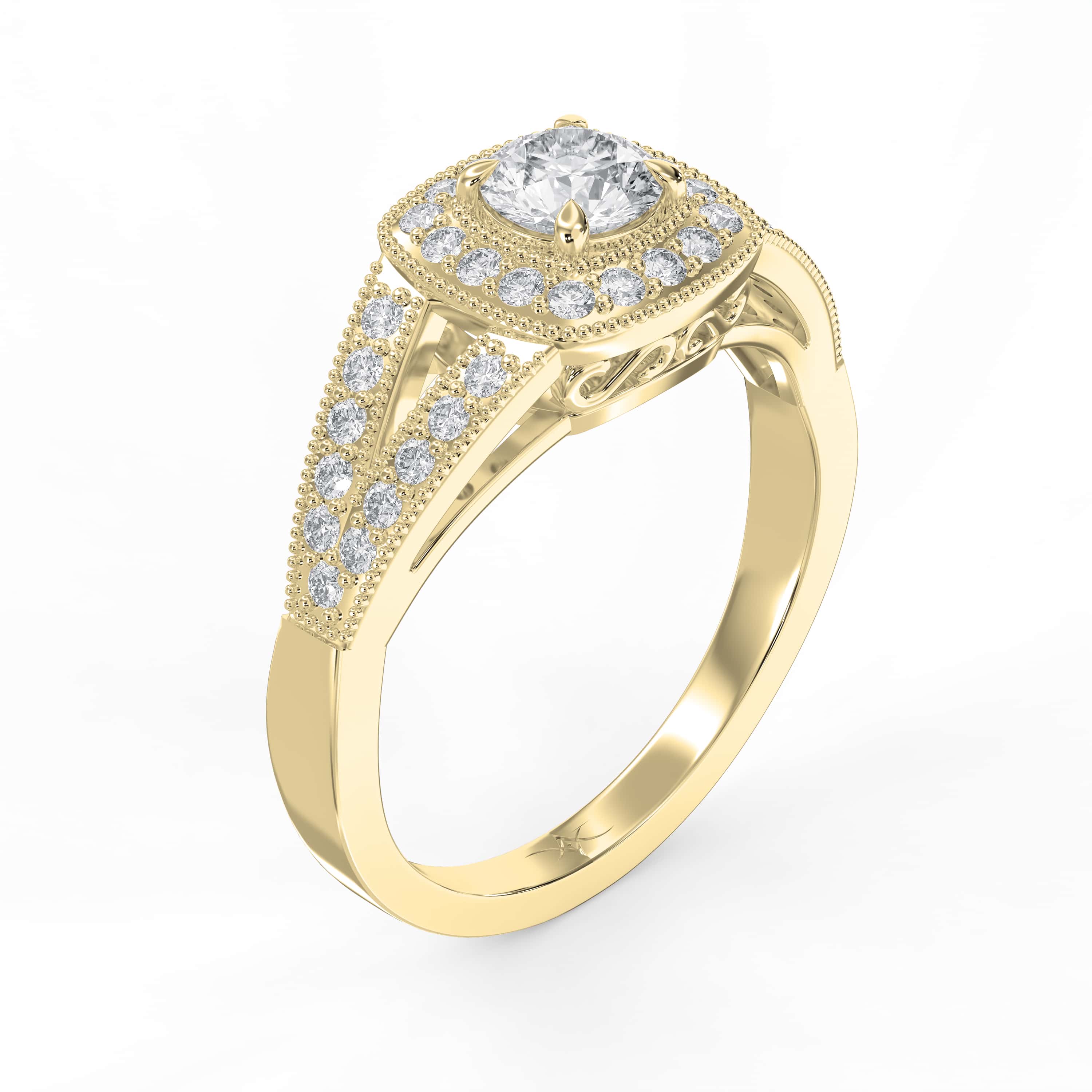 Center Round Diamond Shape Heritage Ring – Side Stone Round Shape | Lab-Grown Diamond
