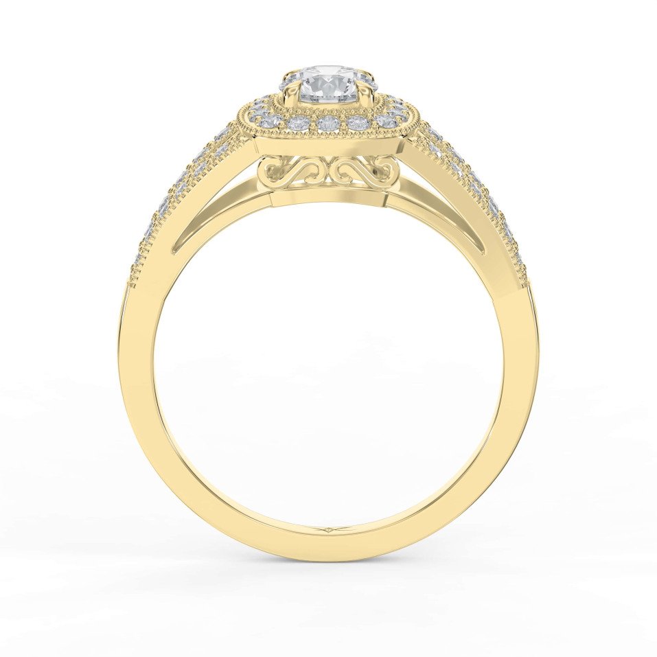 Center Round Diamond Shape Heritage Ring – Side Stone Round Shape | Lab-Grown Diamond
